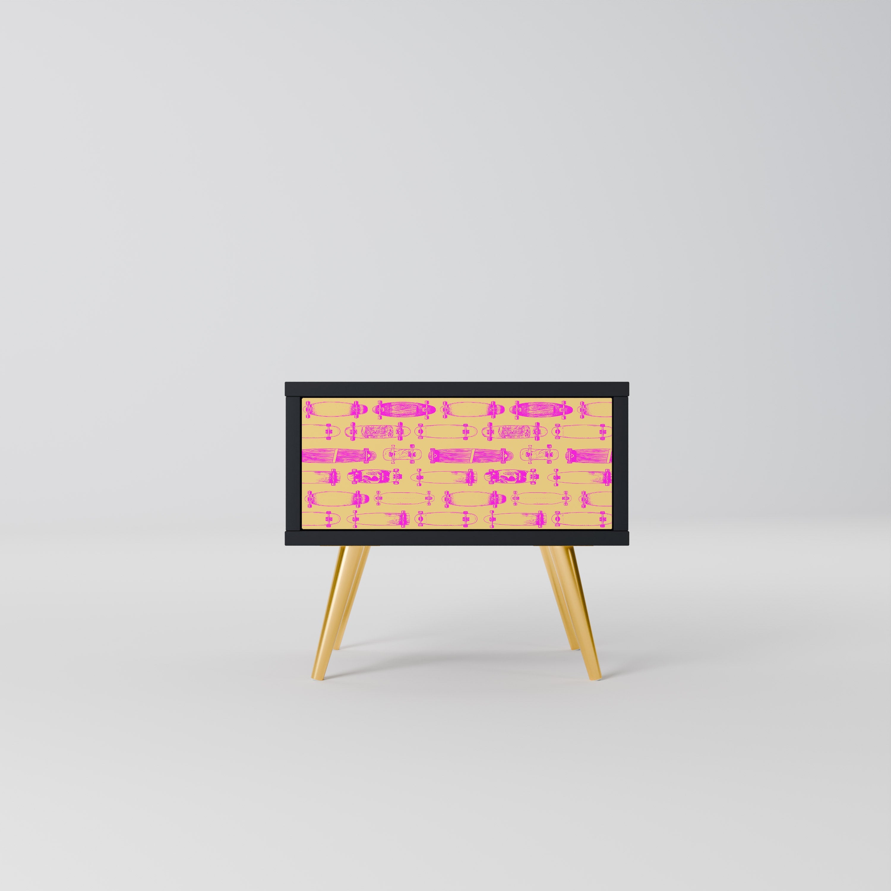 Table de chevet SKATEBOARD ARTISTRY en finition noire