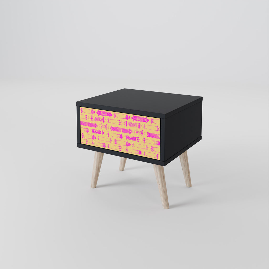 Table de chevet SKATEBOARD ARTISTRY en finition noire