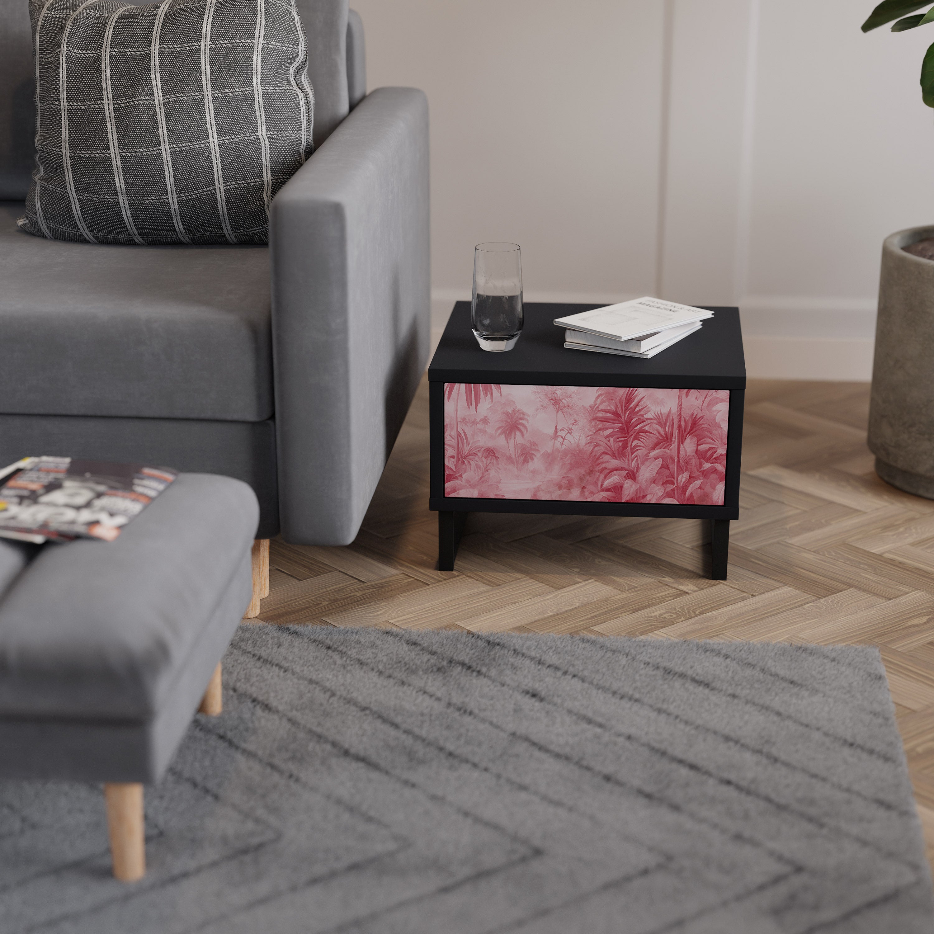 Table de chevet SWEET TROPICS en finition noire