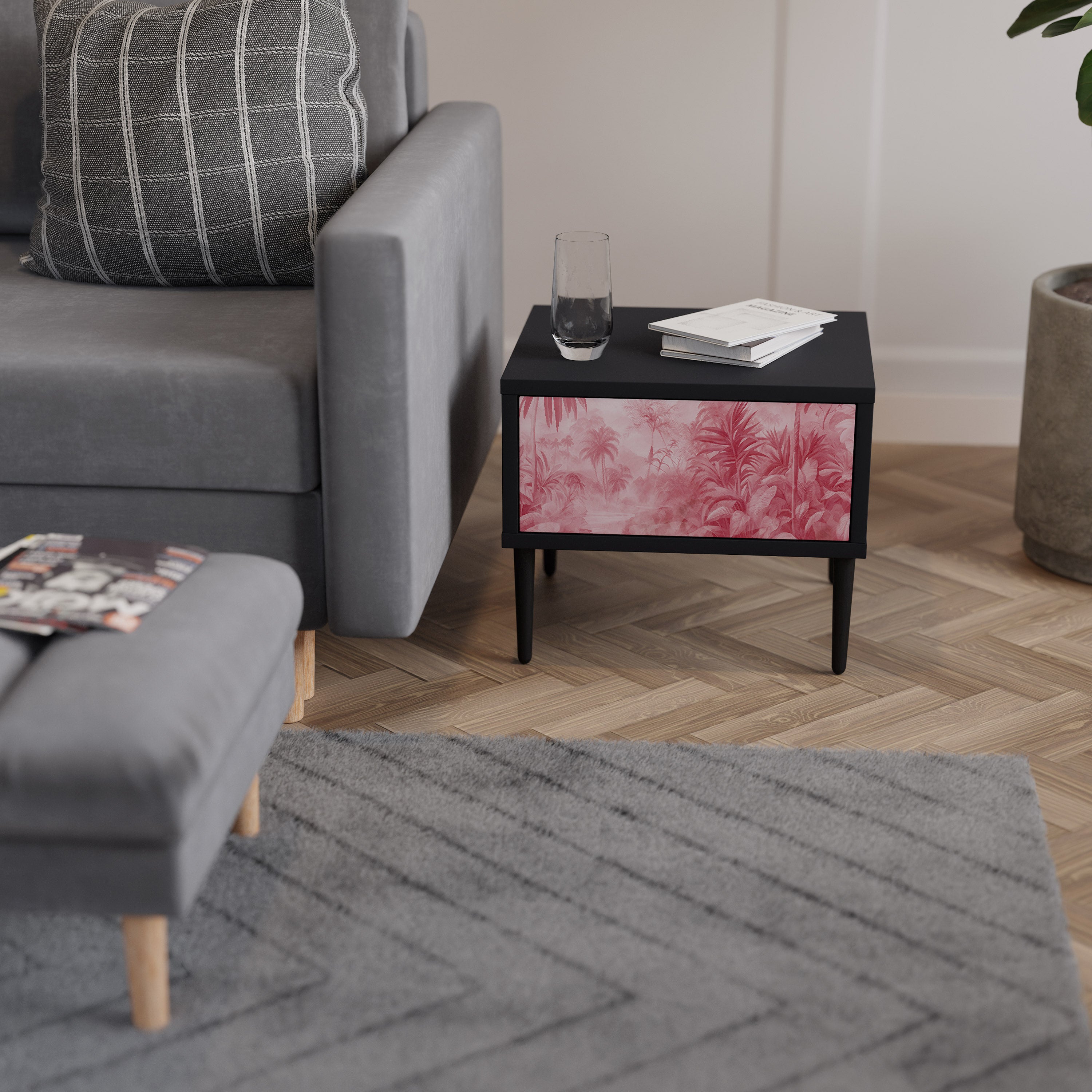 Table de chevet SWEET TROPICS en finition noire