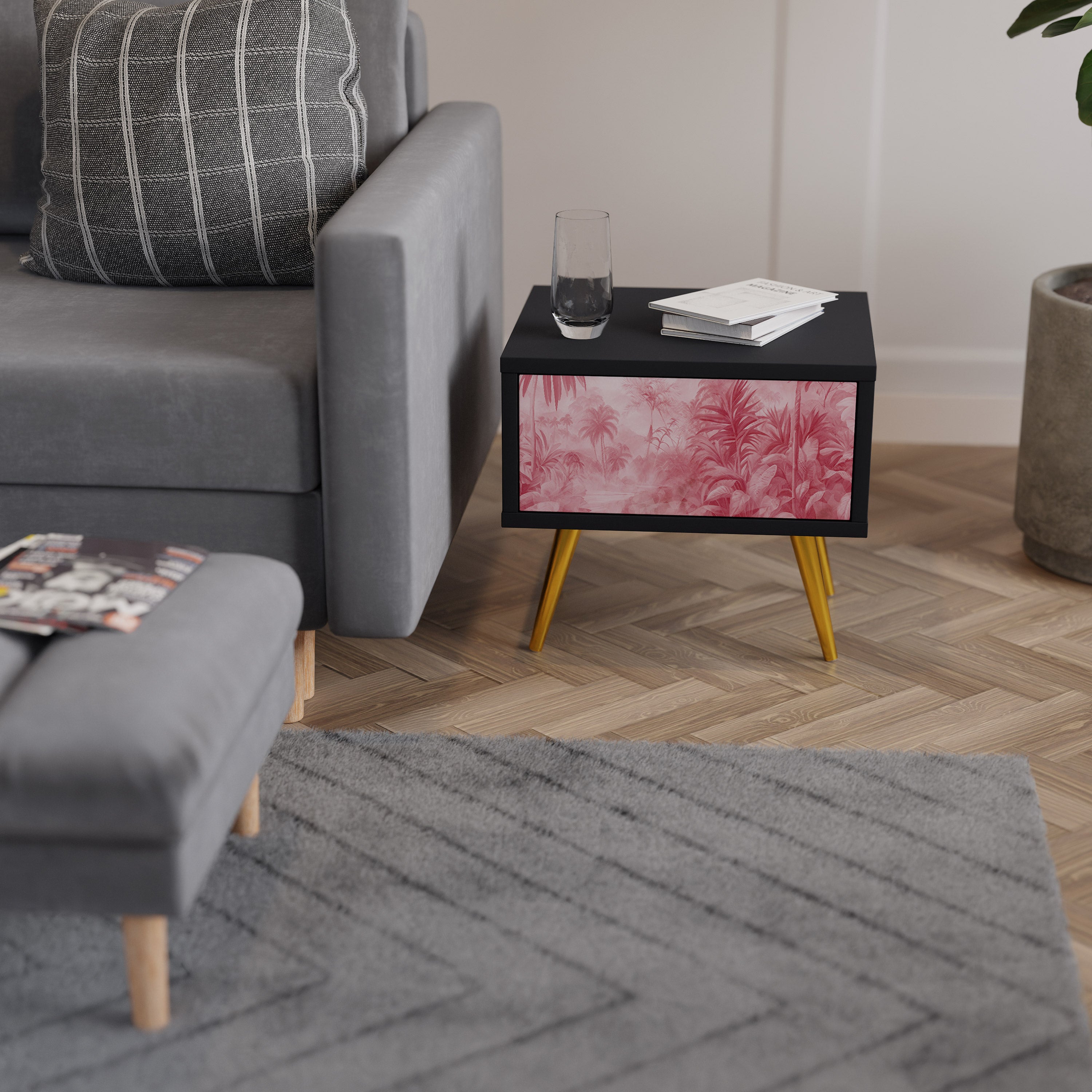 Table de chevet SWEET TROPICS en finition noire