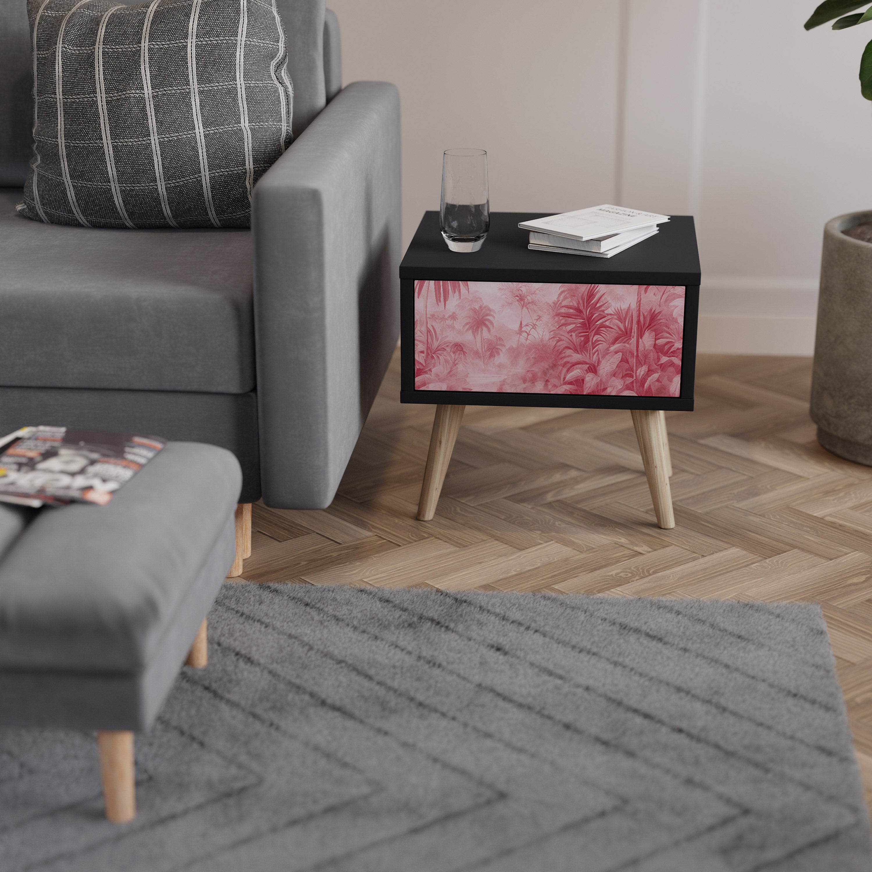 Table de chevet SWEET TROPICS en finition noire