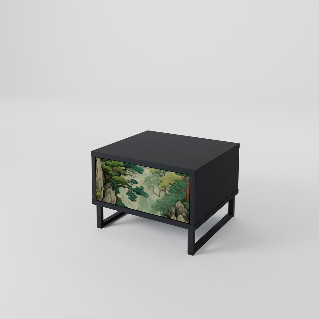 Table de chevet VERDURE ABYSS en finition noire