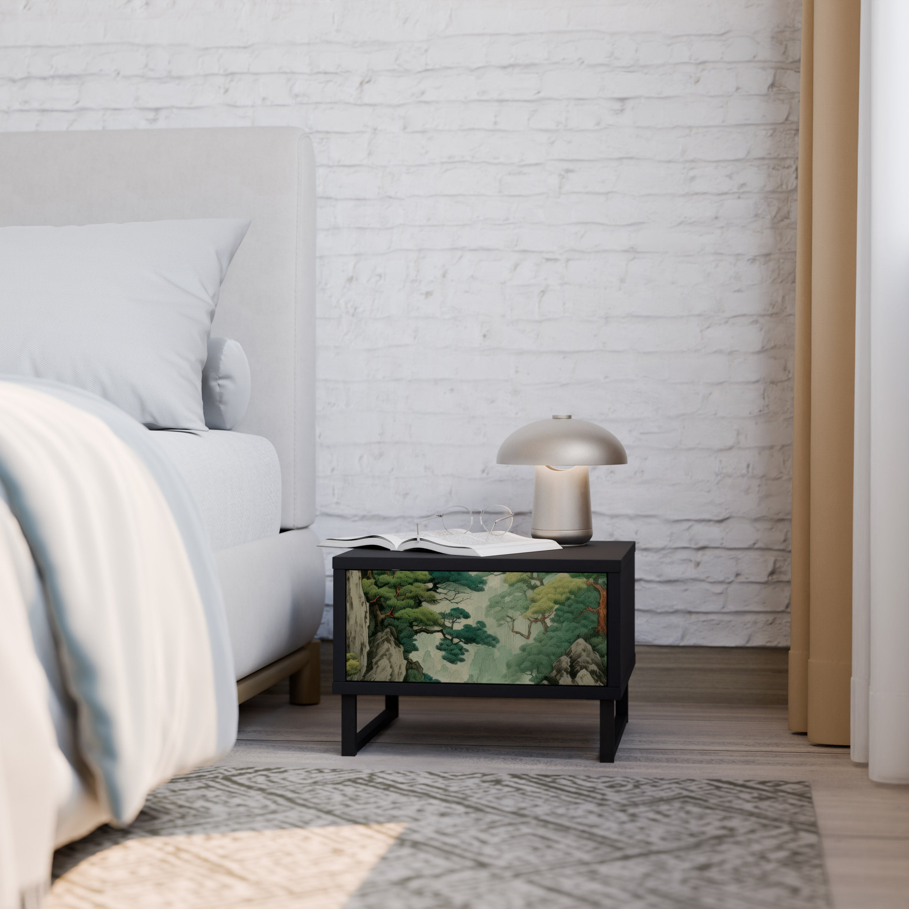 Table de chevet VERDURE ABYSS en finition noire