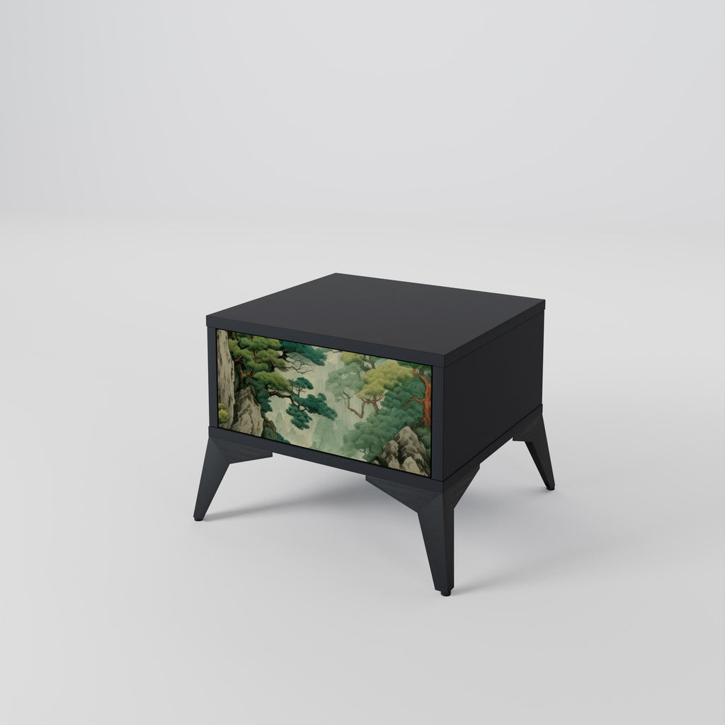 Table de chevet VERDURE ABYSS en finition noire