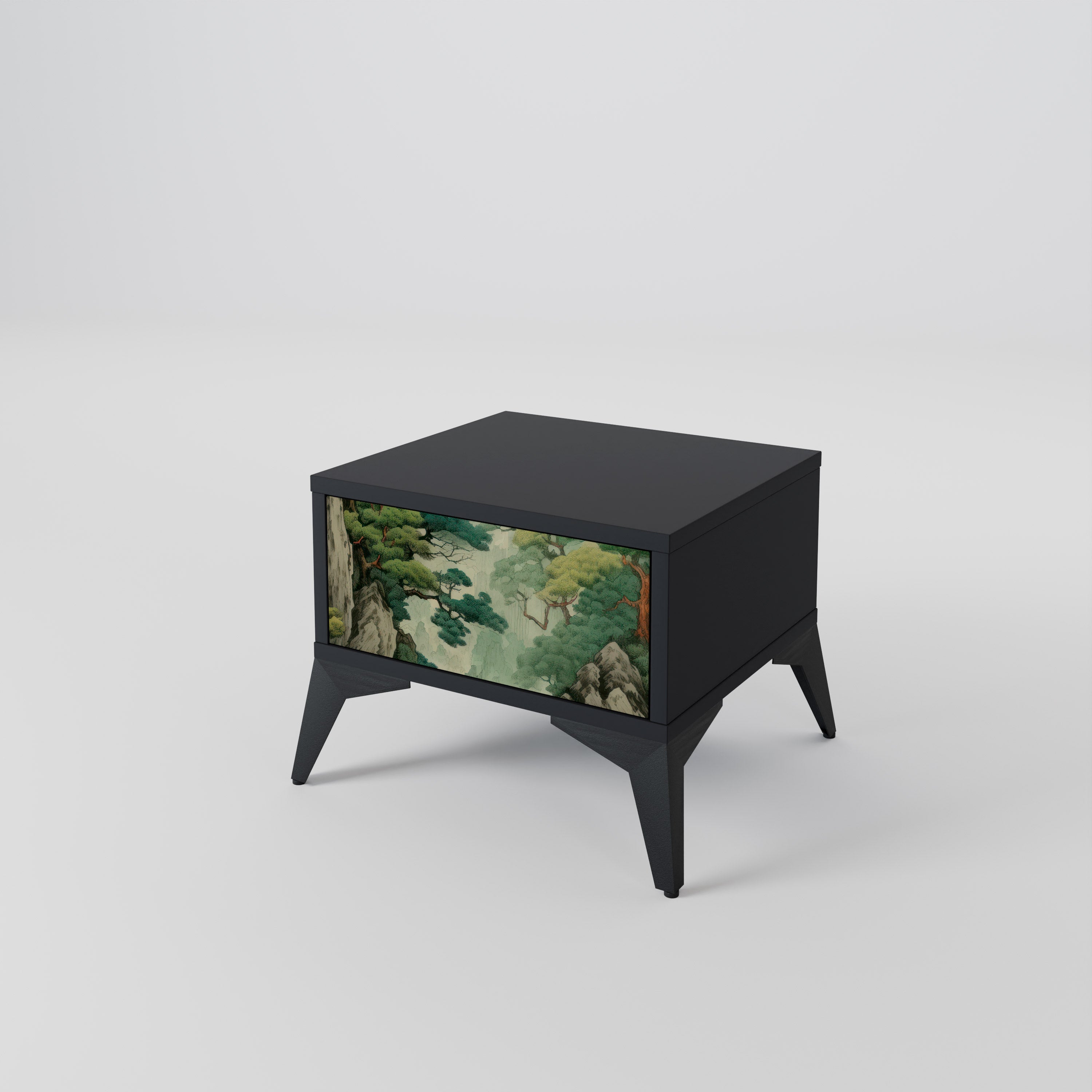 Table de chevet VERDURE ABYSS en finition noire