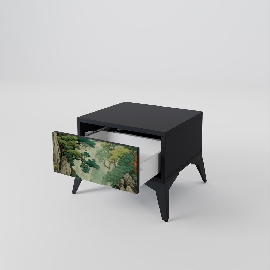 Table de chevet VERDURE ABYSS en finition noire