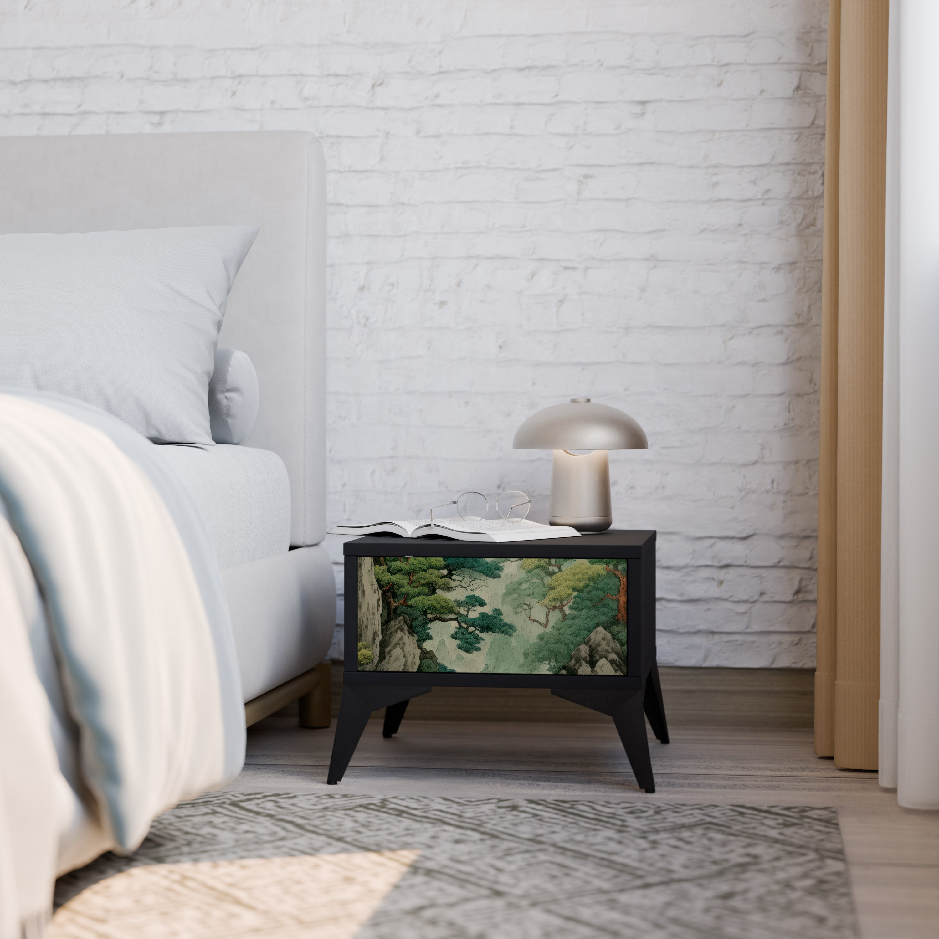 Table de chevet VERDURE ABYSS en finition noire