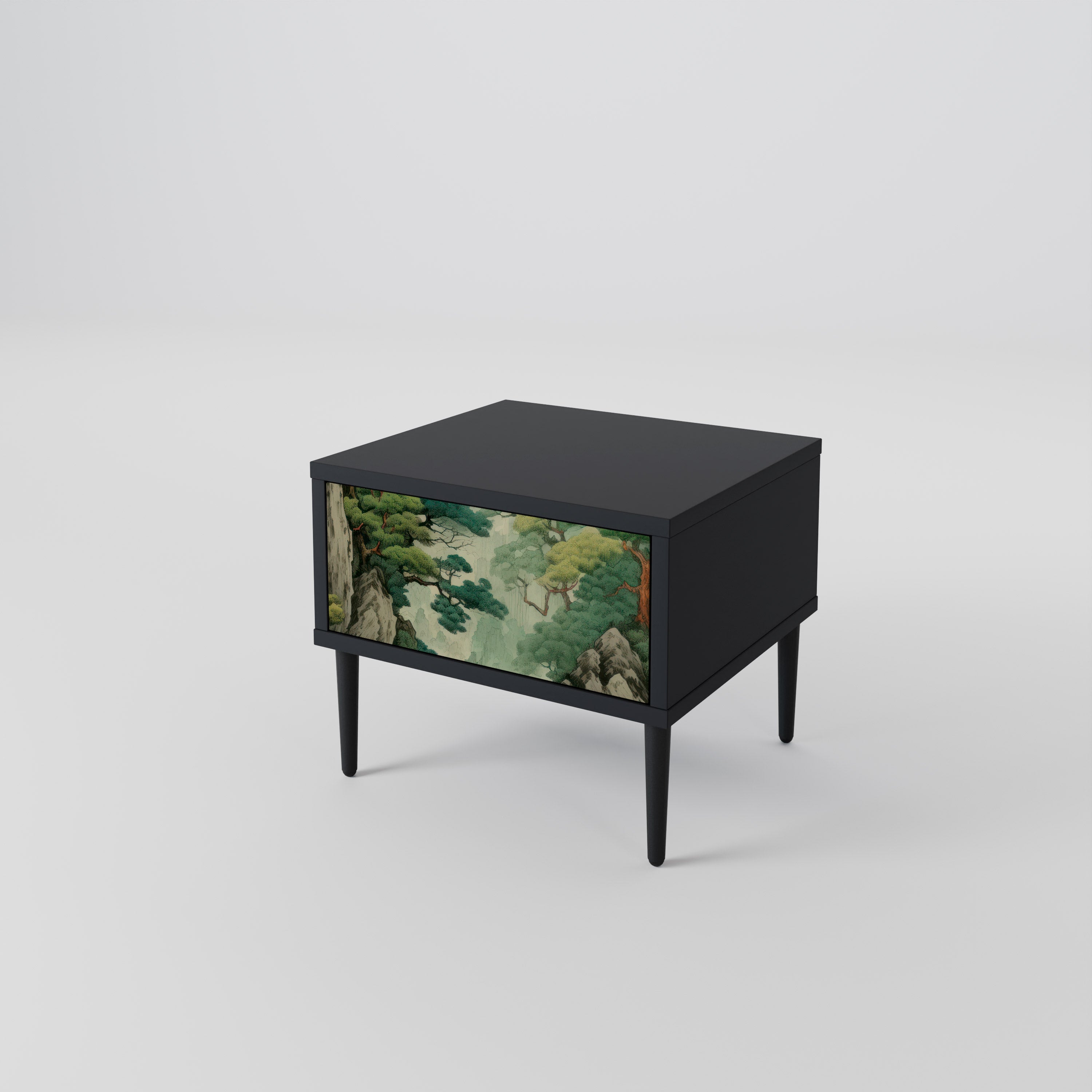 Table de chevet VERDURE ABYSS en finition noire