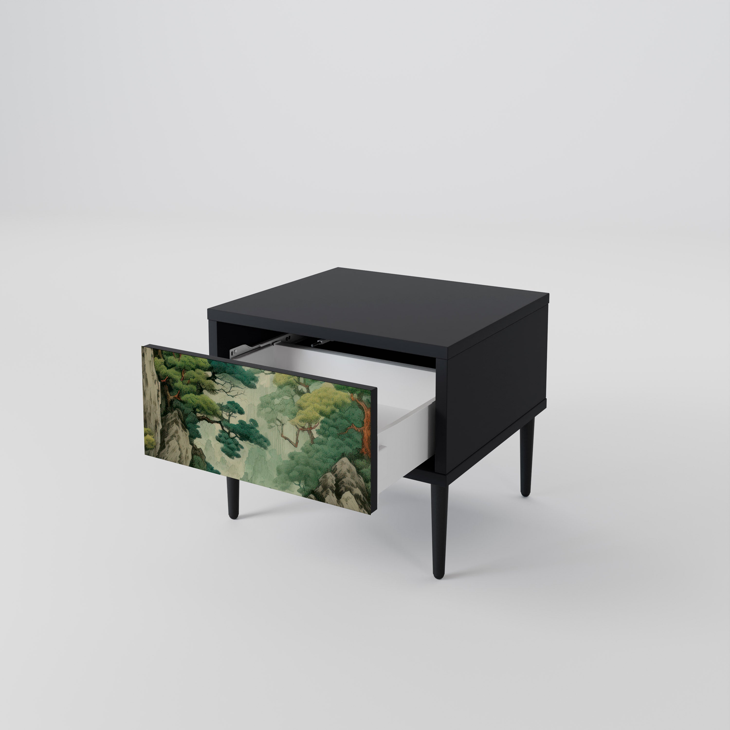 Table de chevet VERDURE ABYSS en finition noire