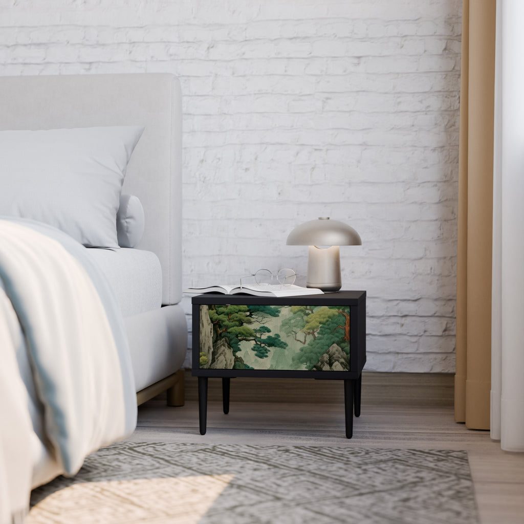 Table de chevet VERDURE ABYSS en finition noire