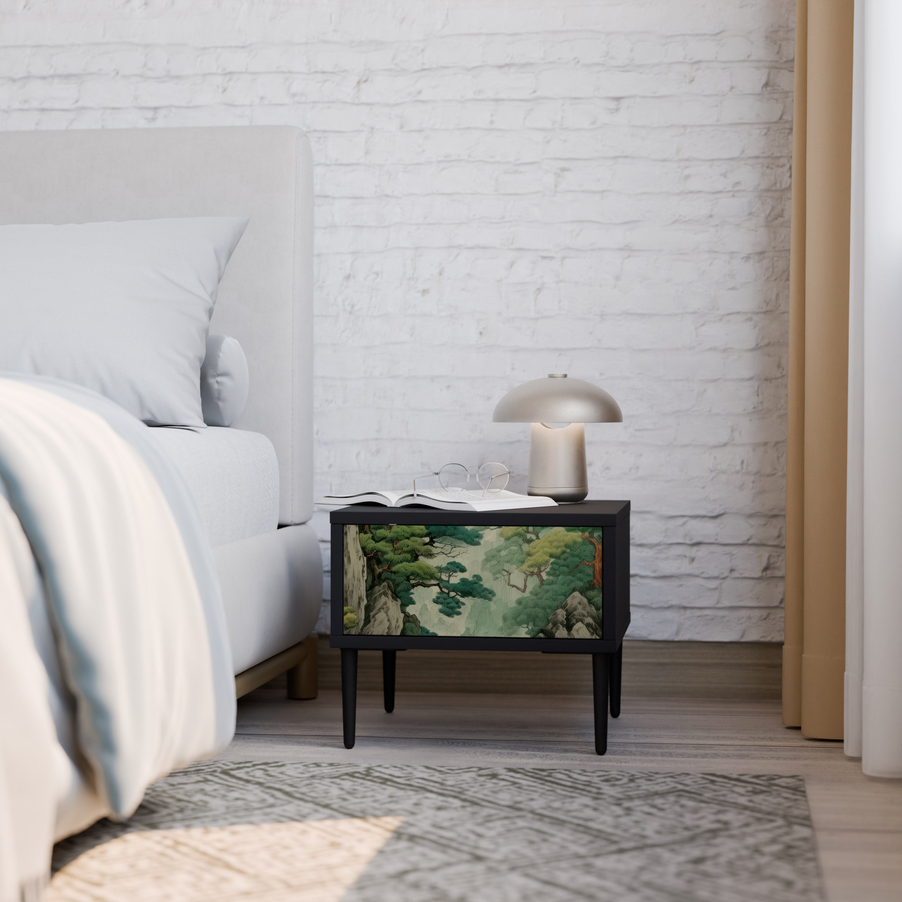 Table de chevet VERDURE ABYSS en finition noire