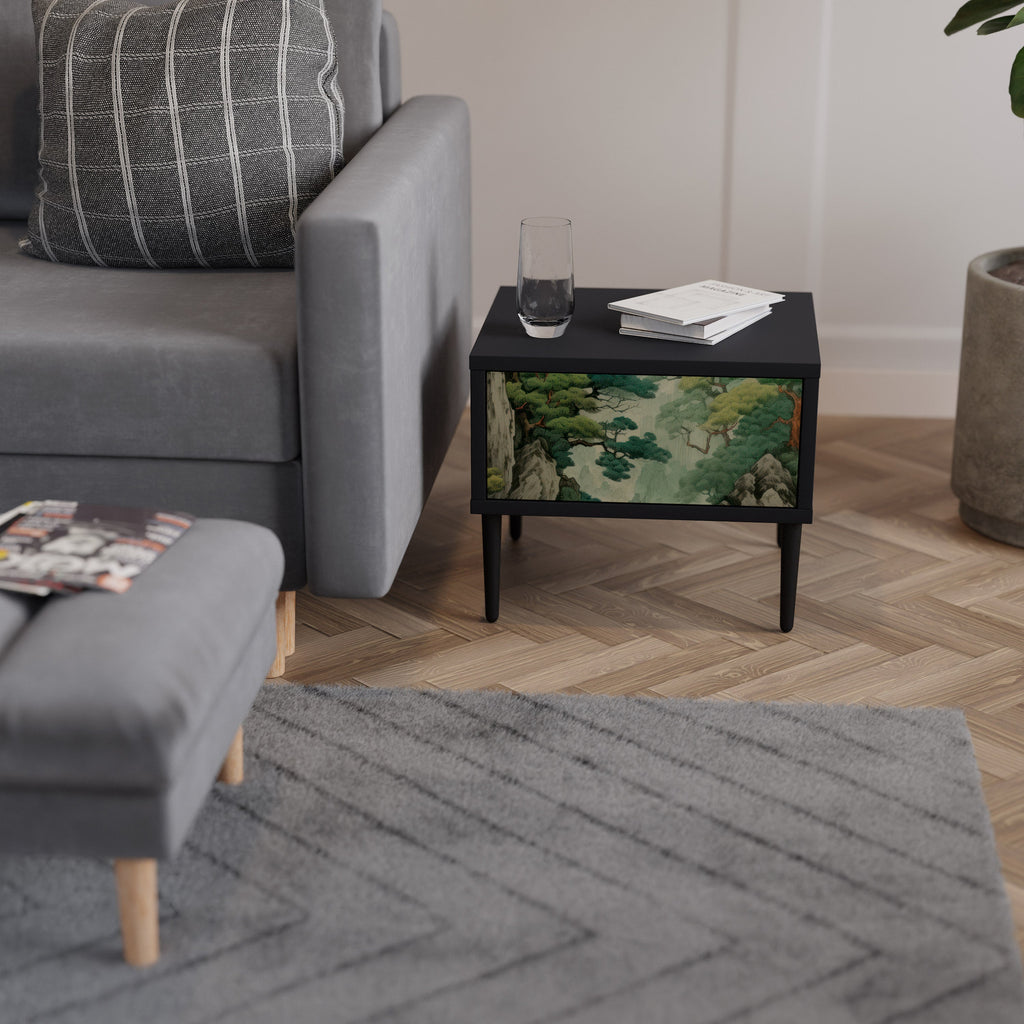 Table de chevet VERDURE ABYSS en finition noire