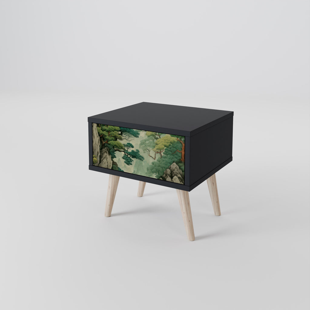 Table de chevet VERDURE ABYSS en finition noire