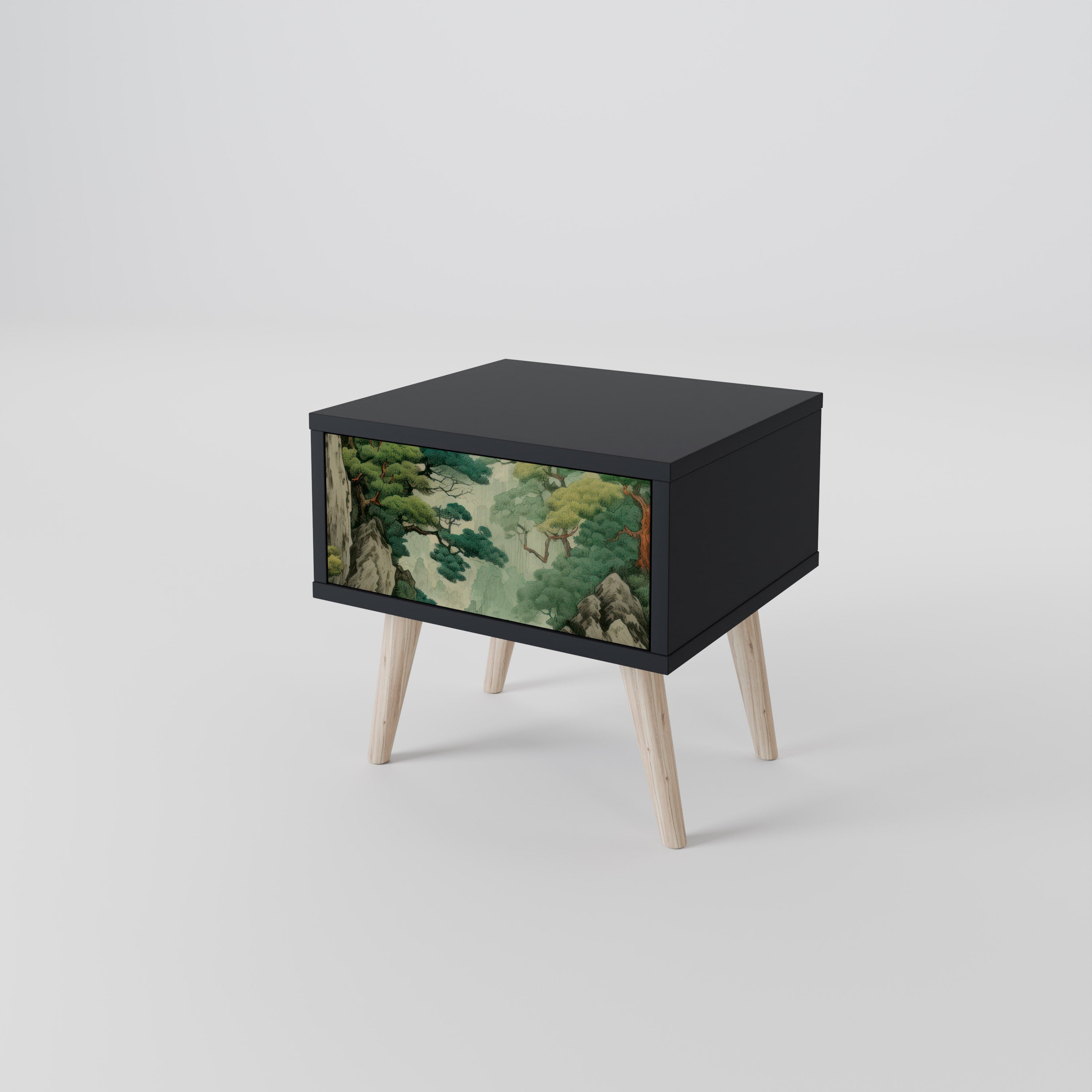 Table de chevet VERDURE ABYSS en finition noire