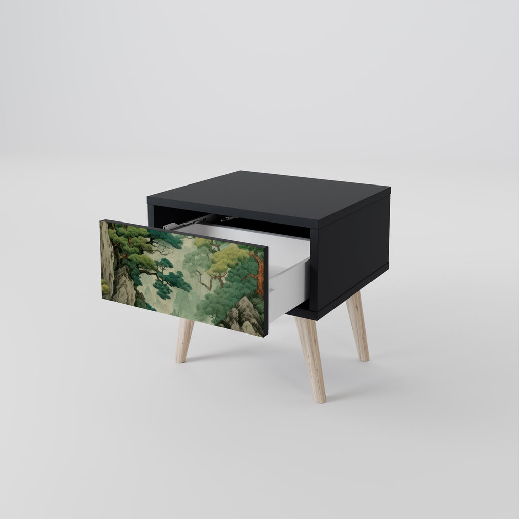 Table de chevet VERDURE ABYSS en finition noire