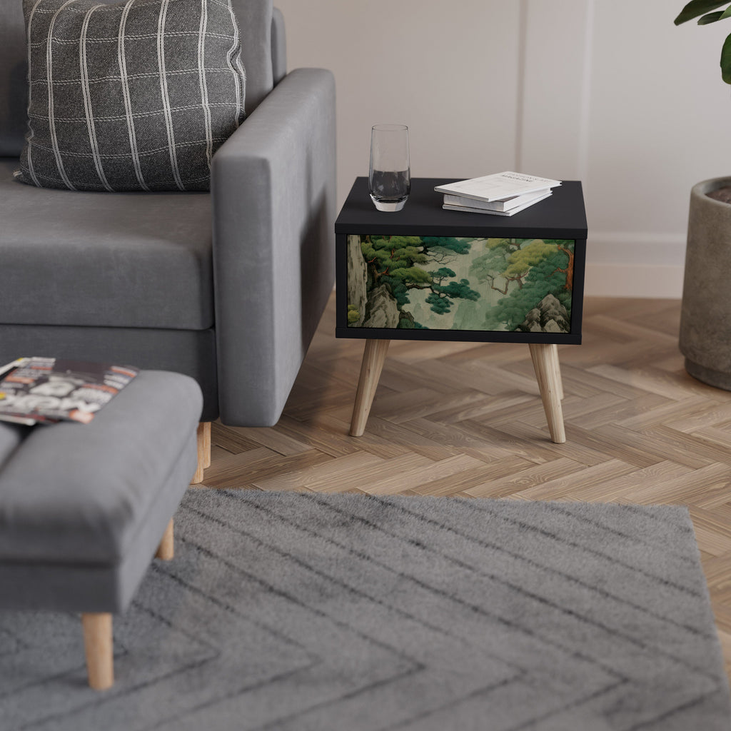 Table de chevet VERDURE ABYSS en finition noire