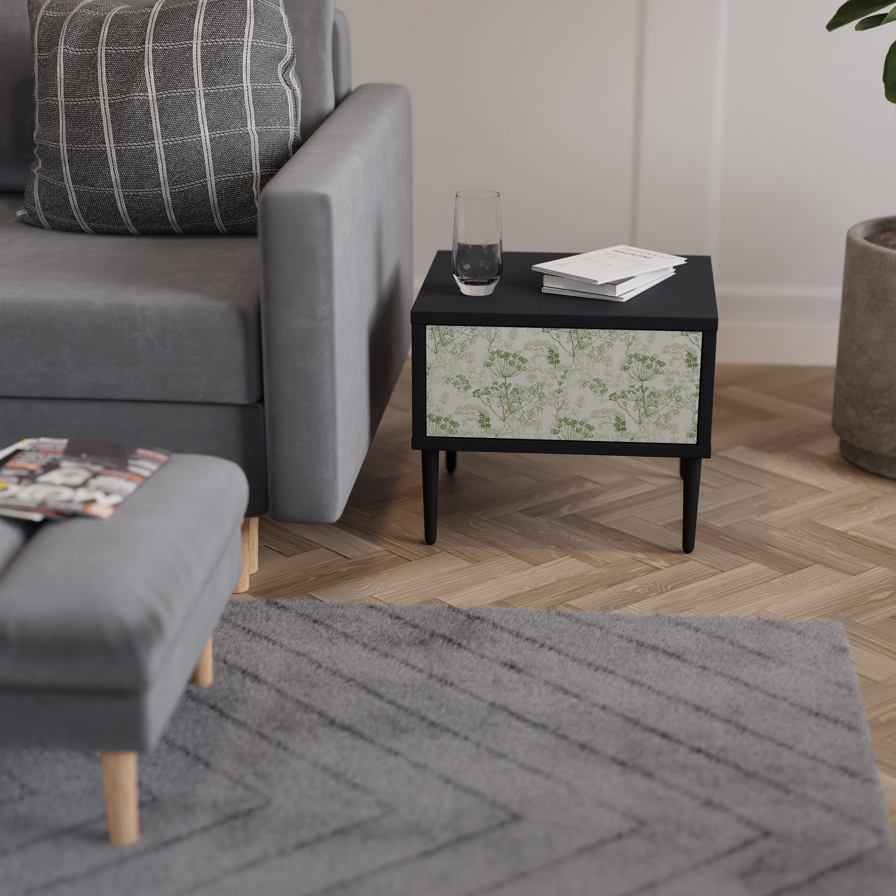 Table de chevet FENNEL BALDACHIN en finition noire