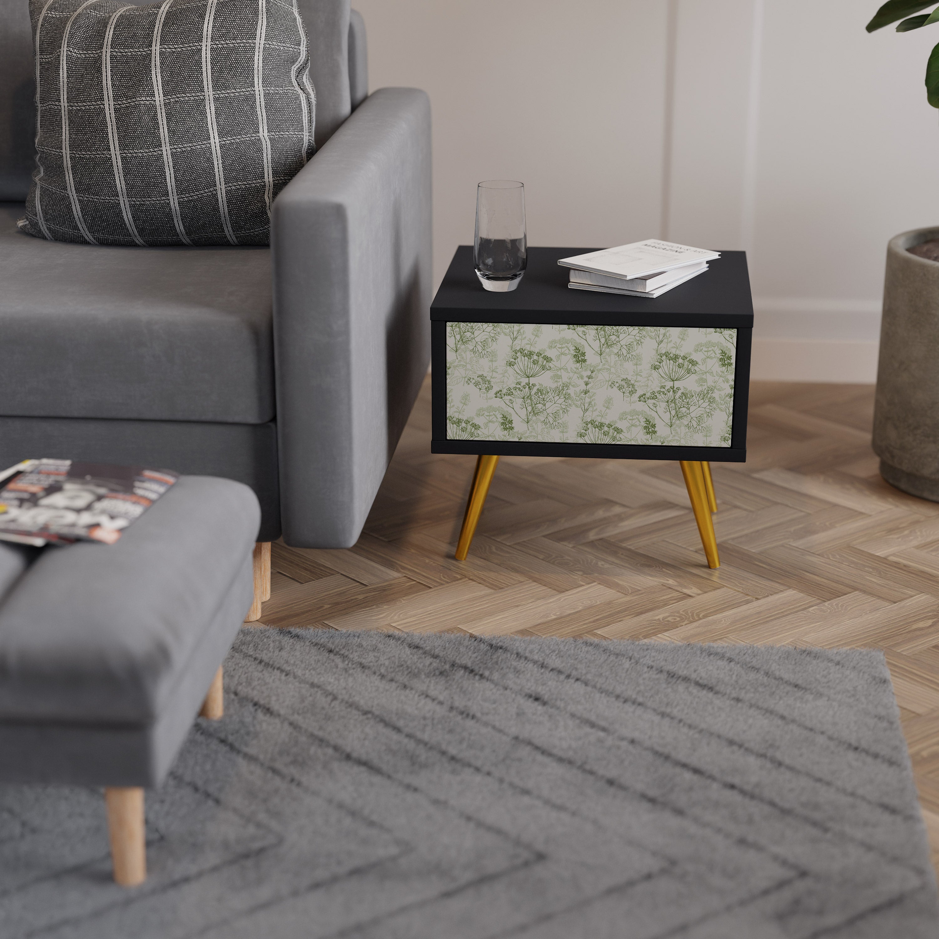 Table de chevet FENNEL BALDACHIN en finition noire