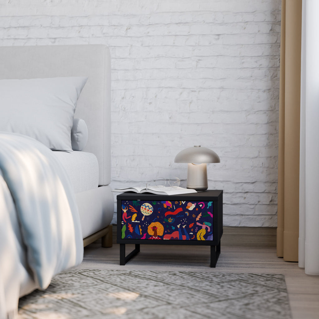 Table de chevet FESTIVE PLEASURES en finition noire