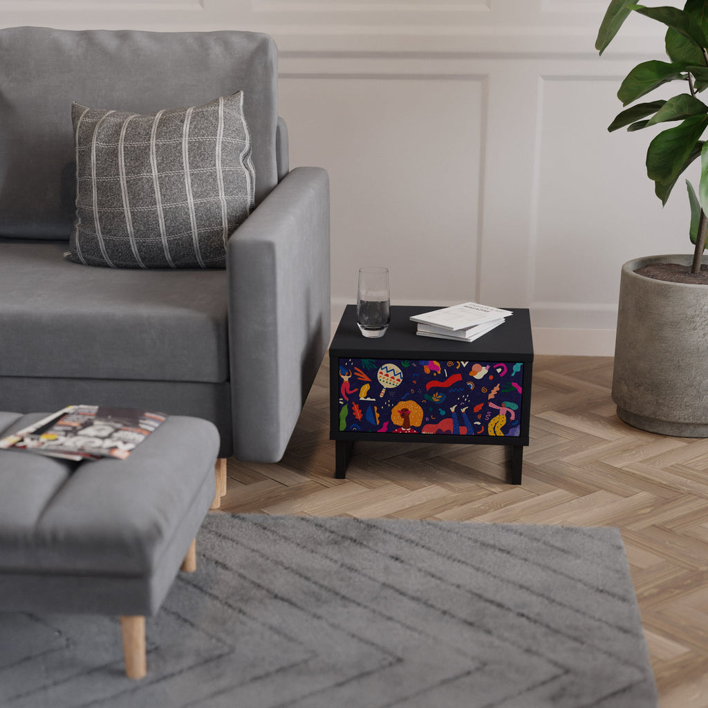 Table de chevet FESTIVE PLEASURES en finition noire