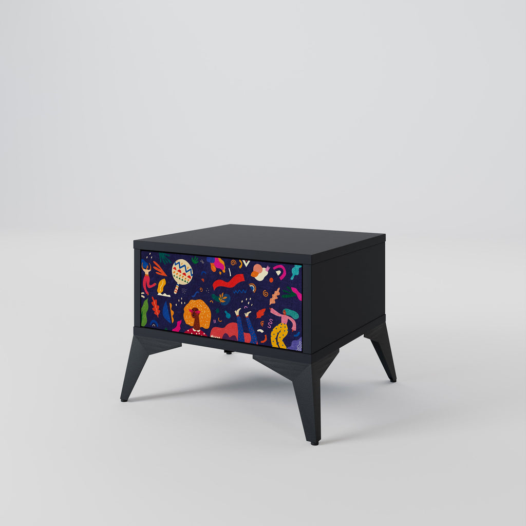 Table de chevet FESTIVE PLEASURES en finition noire