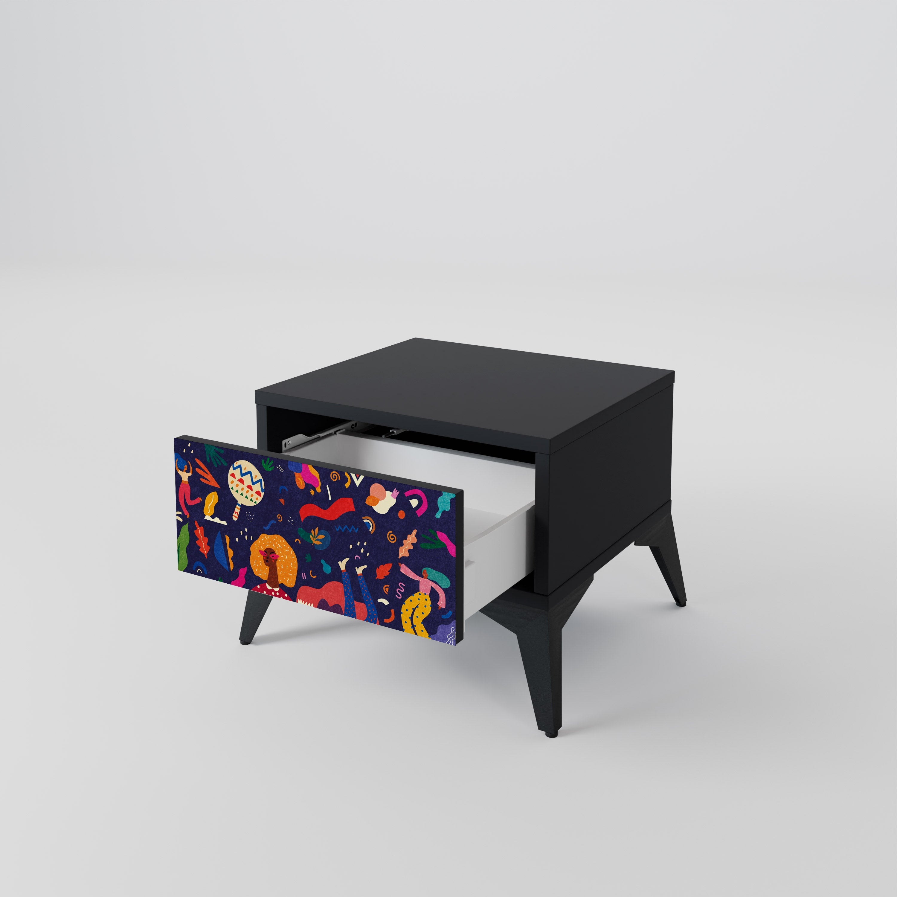 Table de chevet FESTIVE PLEASURES en finition noire