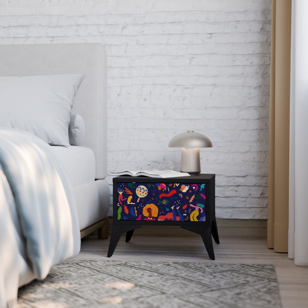 Table de chevet FESTIVE PLEASURES en finition noire