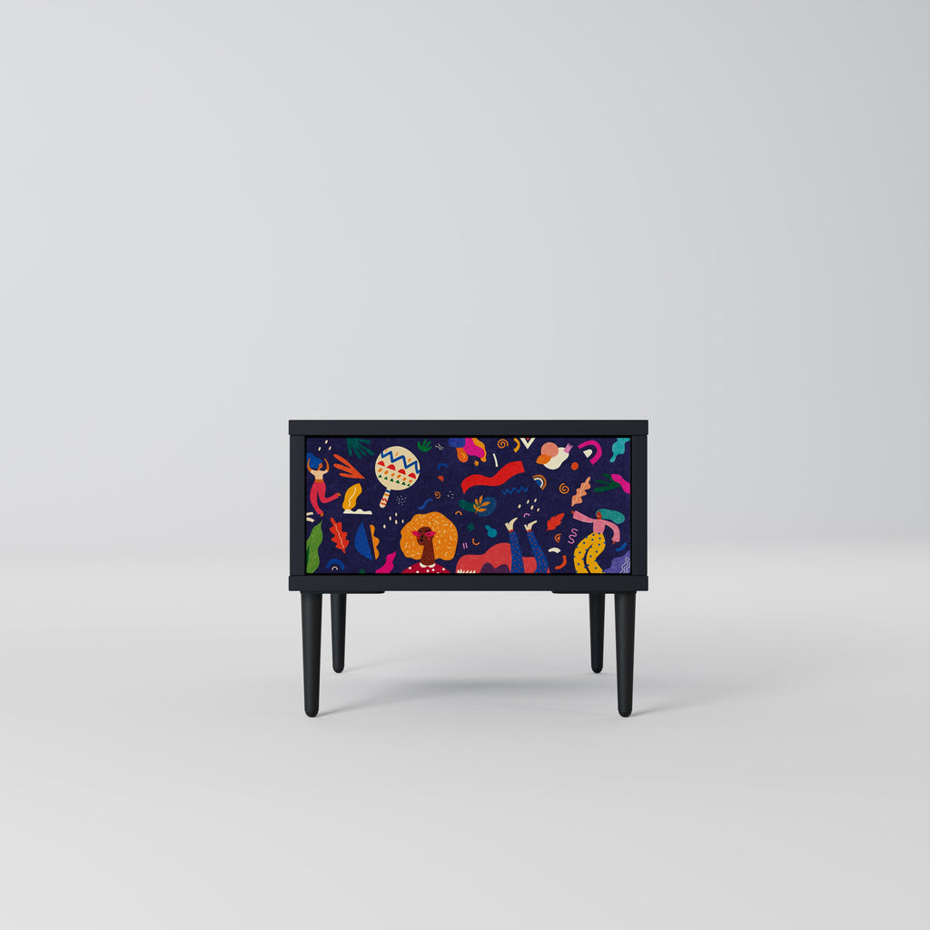 Table de chevet FESTIVE PLEASURES en finition noire