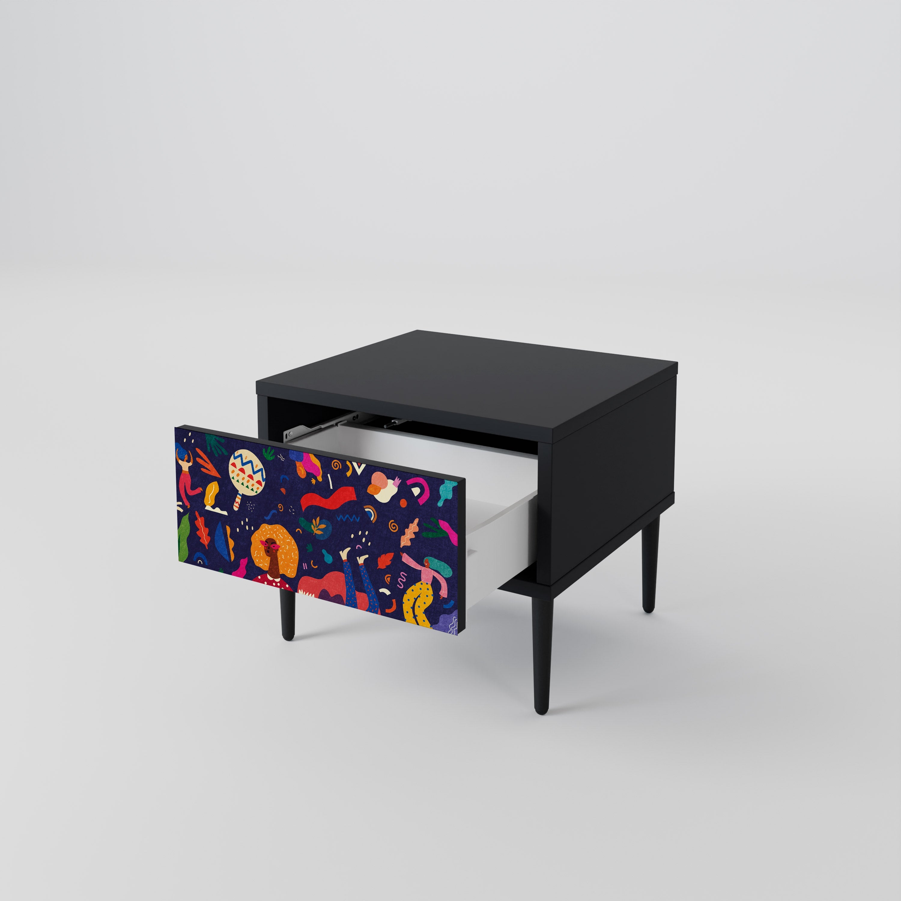 Table de chevet FESTIVE PLEASURES en finition noire
