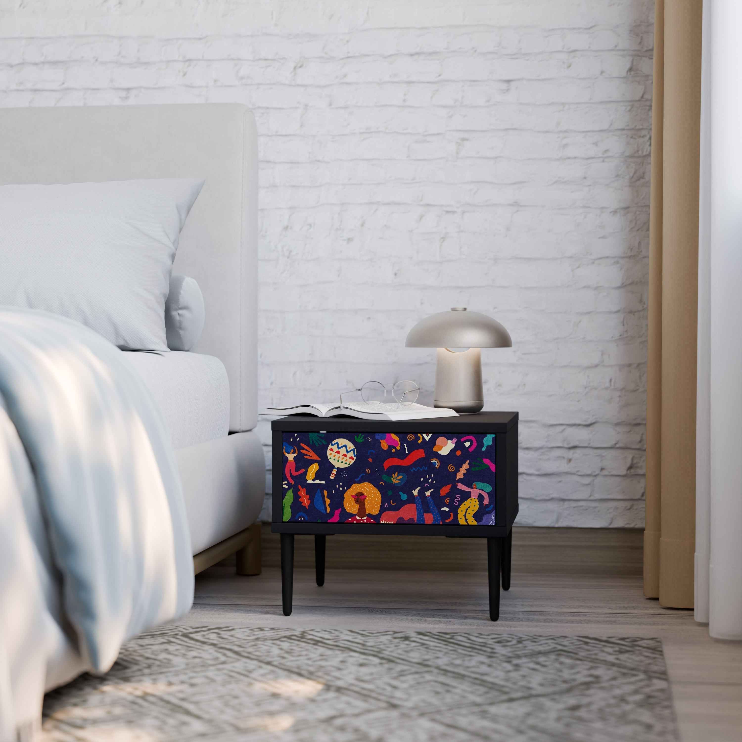 Table de chevet FESTIVE PLEASURES en finition noire