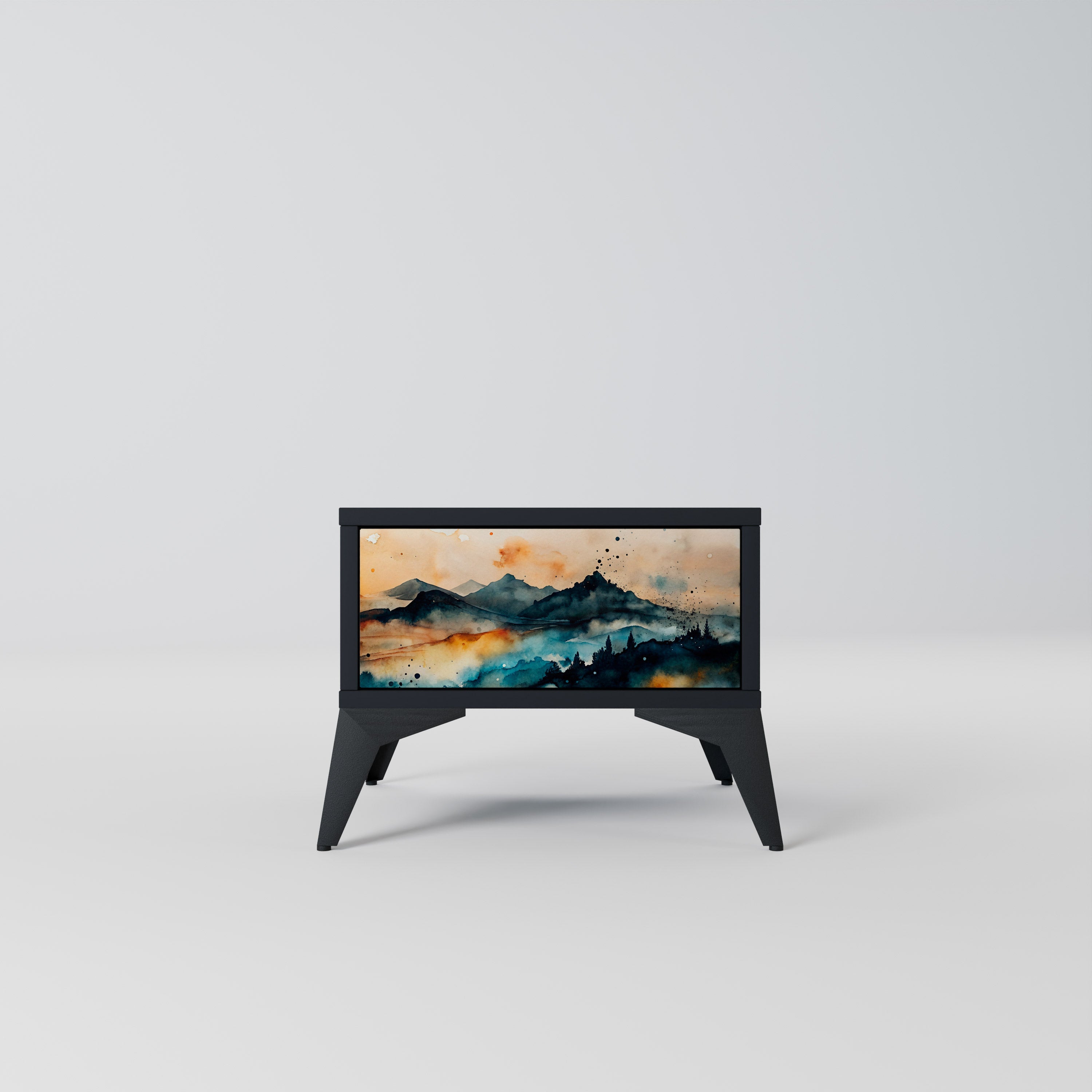 Table de chevet OMINOUS MOUNTAINS en finition noire