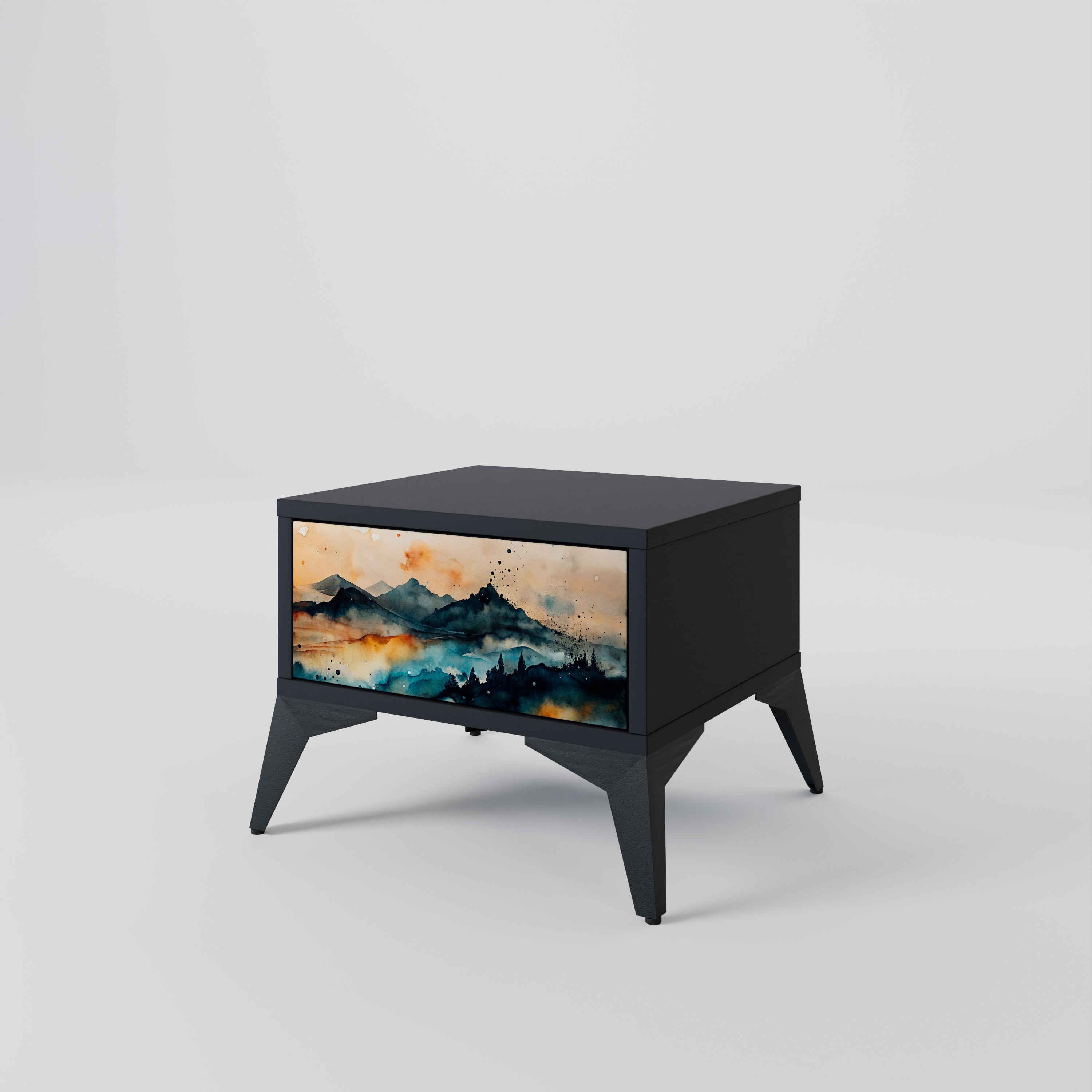 Table de chevet OMINOUS MOUNTAINS en finition noire