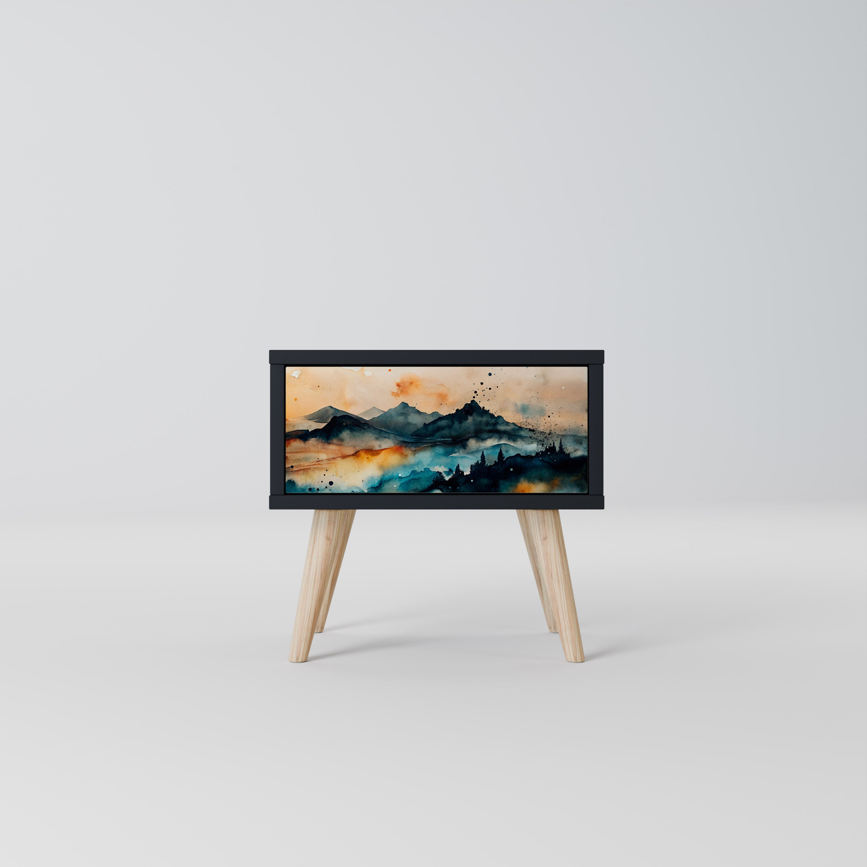 Table de chevet OMINOUS MOUNTAINS en finition noire