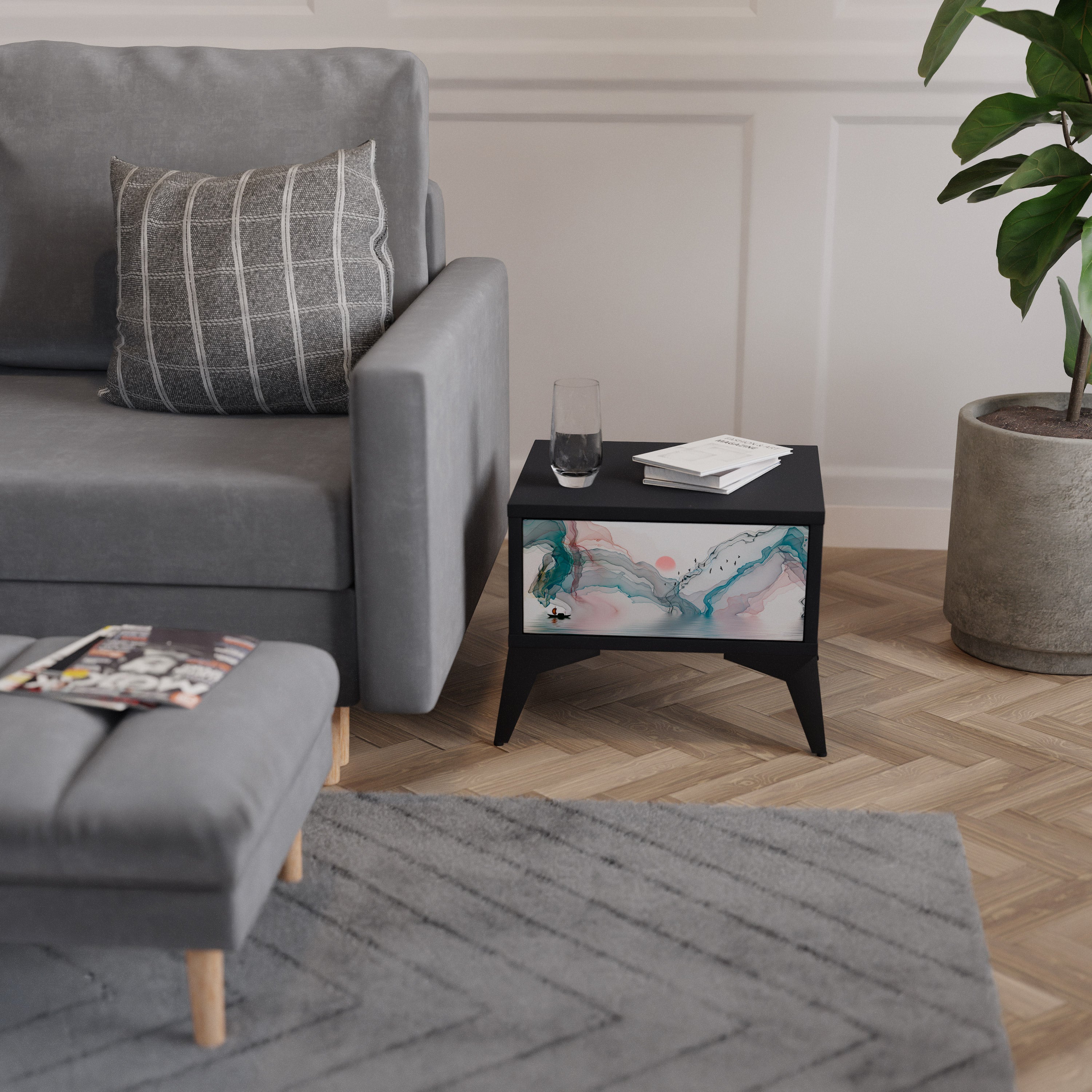 Table de chevet VELVET CROSSING en finition noire