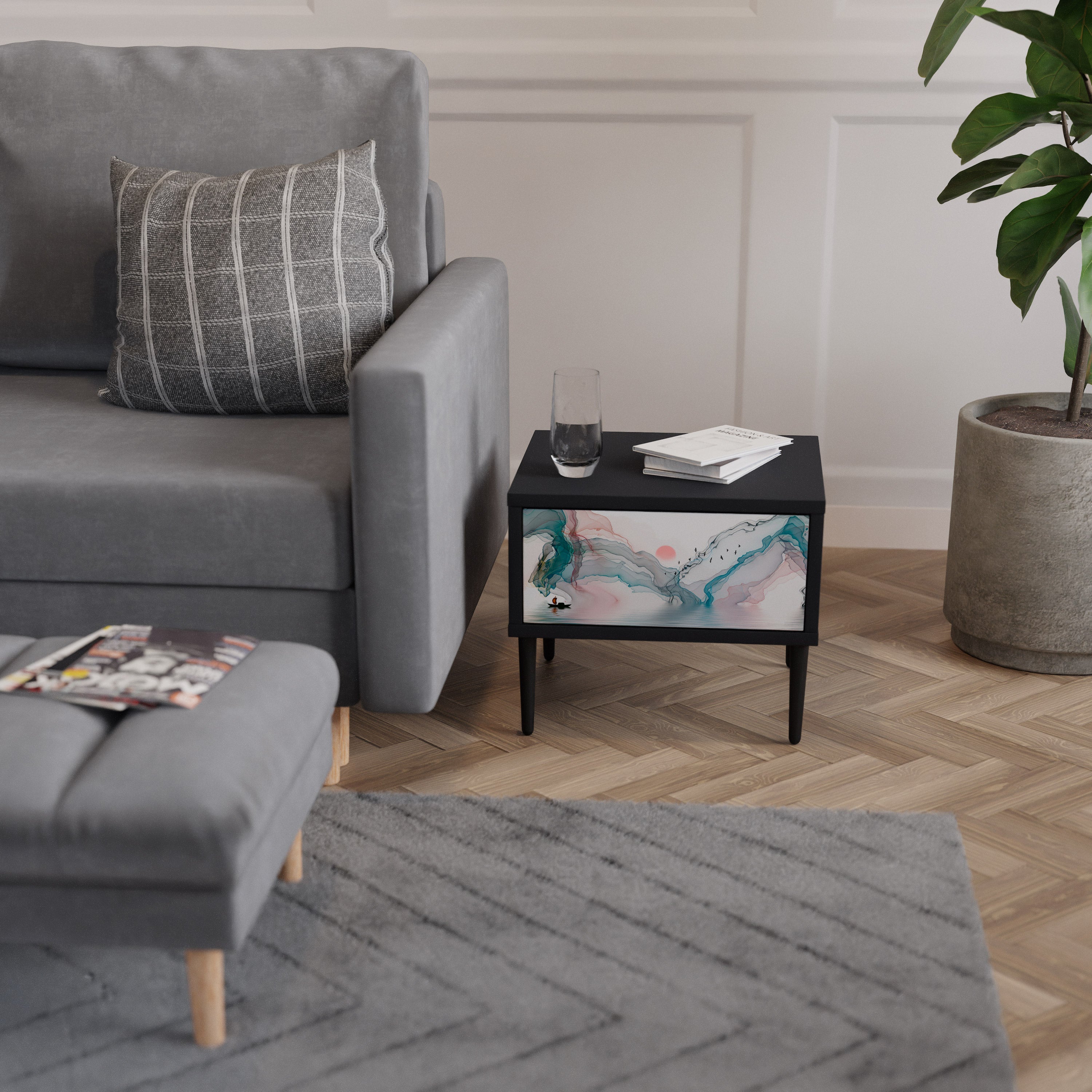 Table de chevet VELVET CROSSING en finition noire