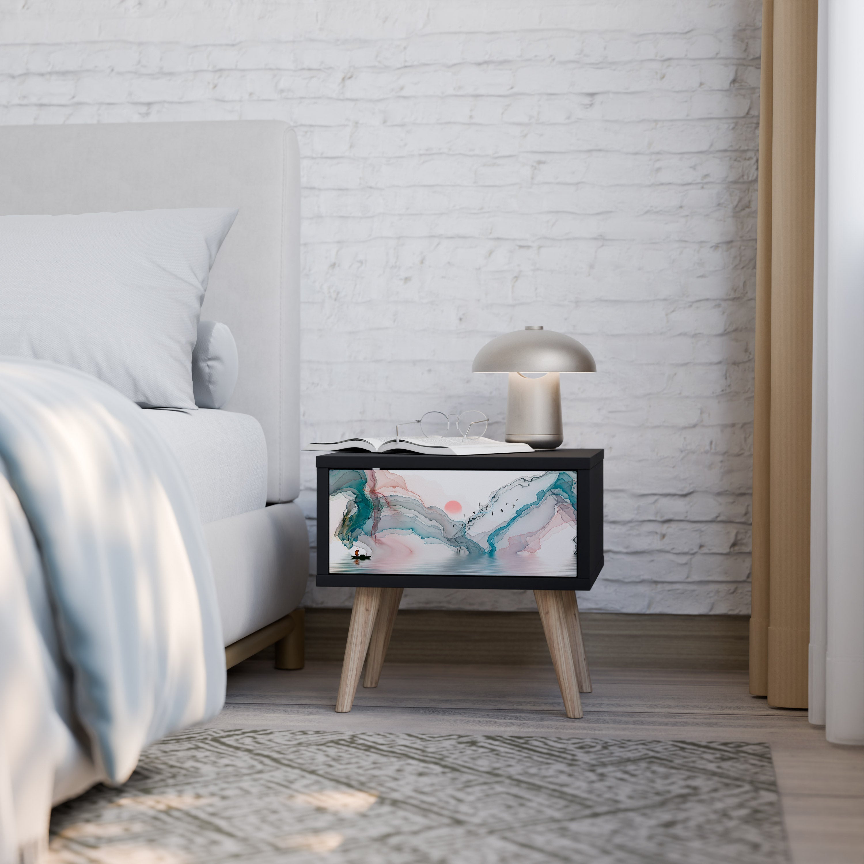 Table de chevet VELVET CROSSING en finition noire