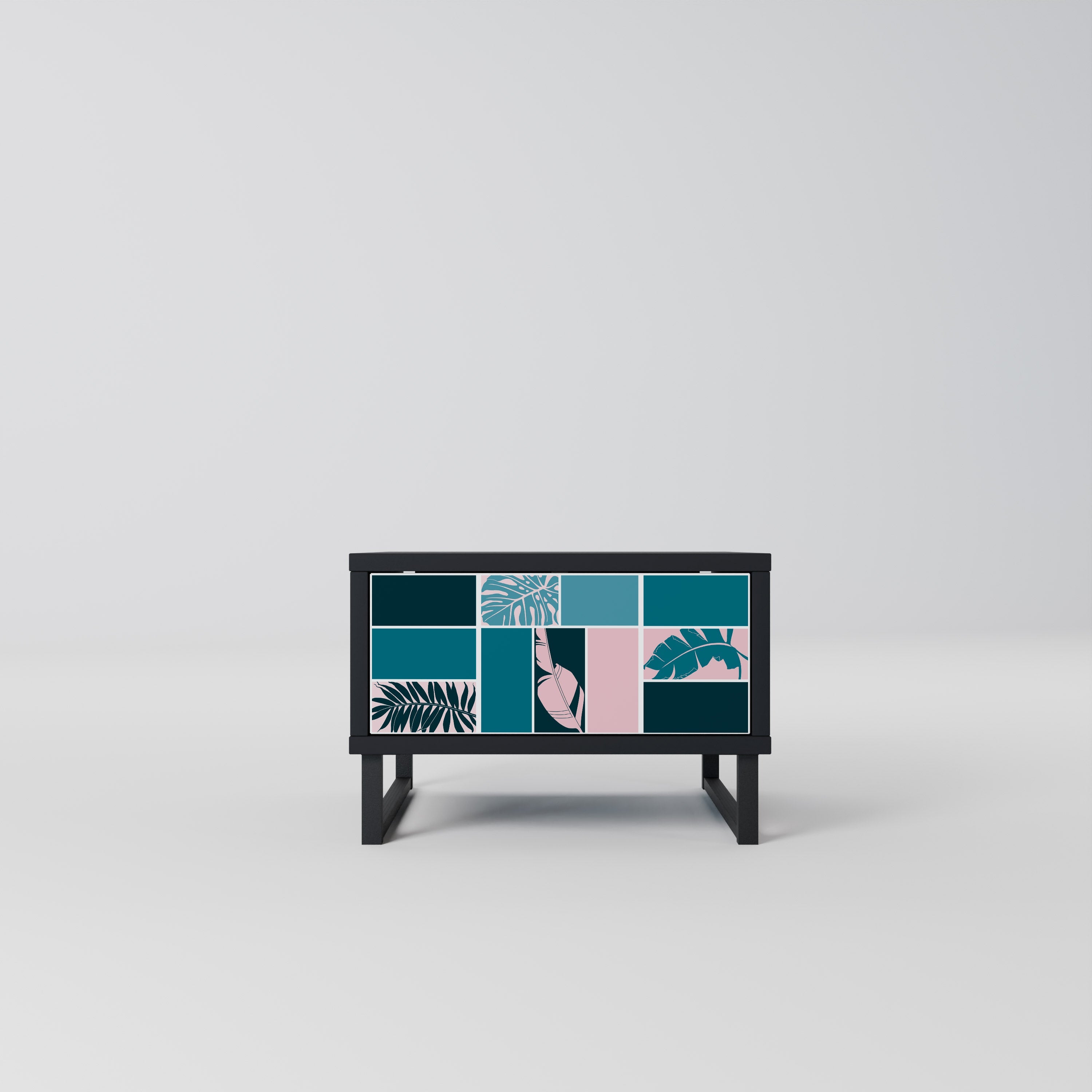 COMBINAISON DE FORMES Table de chevet en finition noire