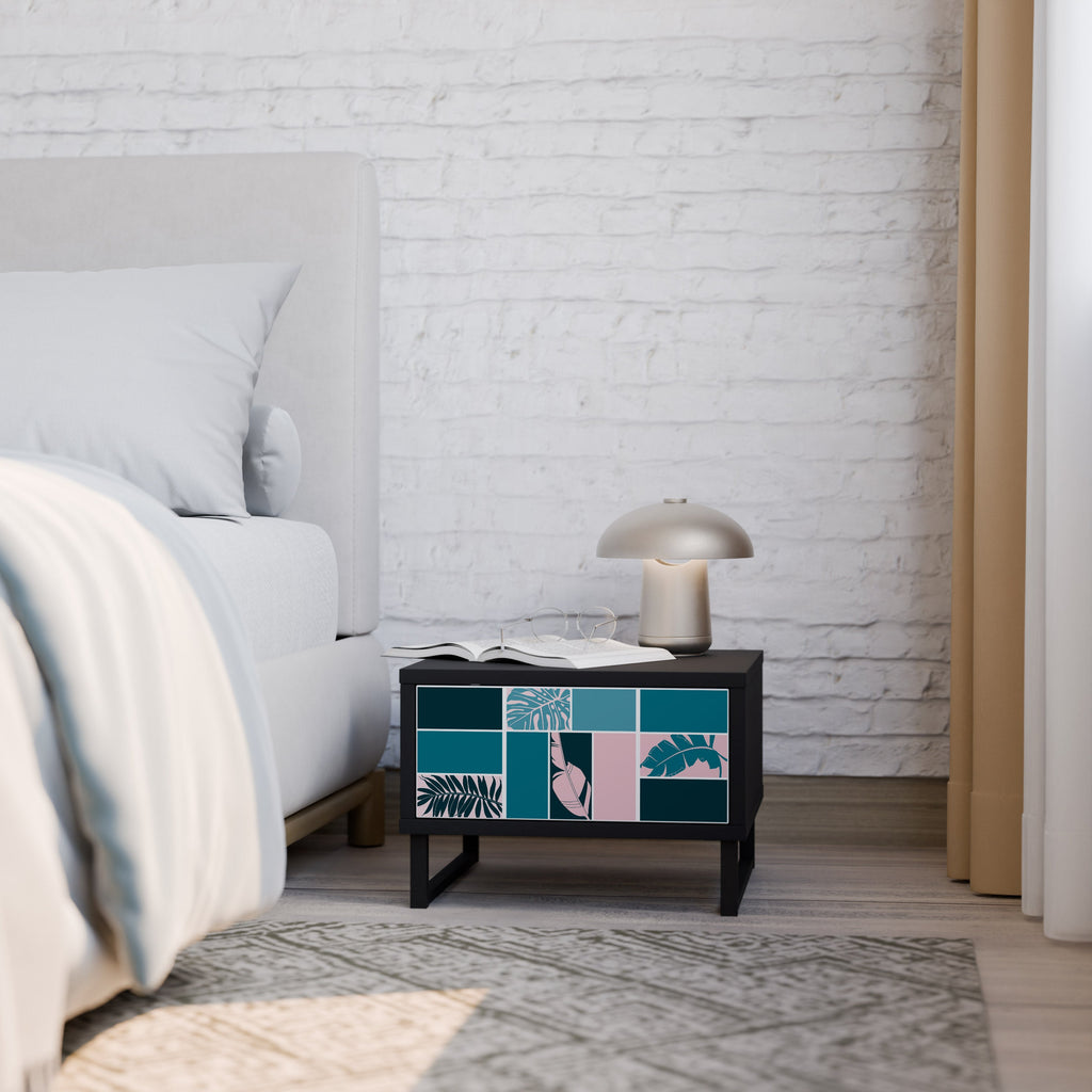 COMBINAISON DE FORMES Table de chevet en finition noire