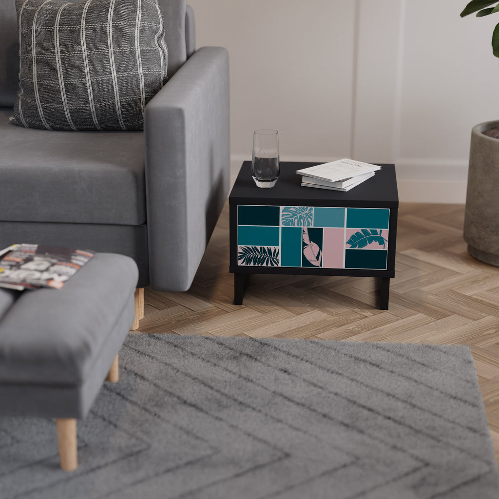 COMBINAISON DE FORMES Table de chevet en finition noire