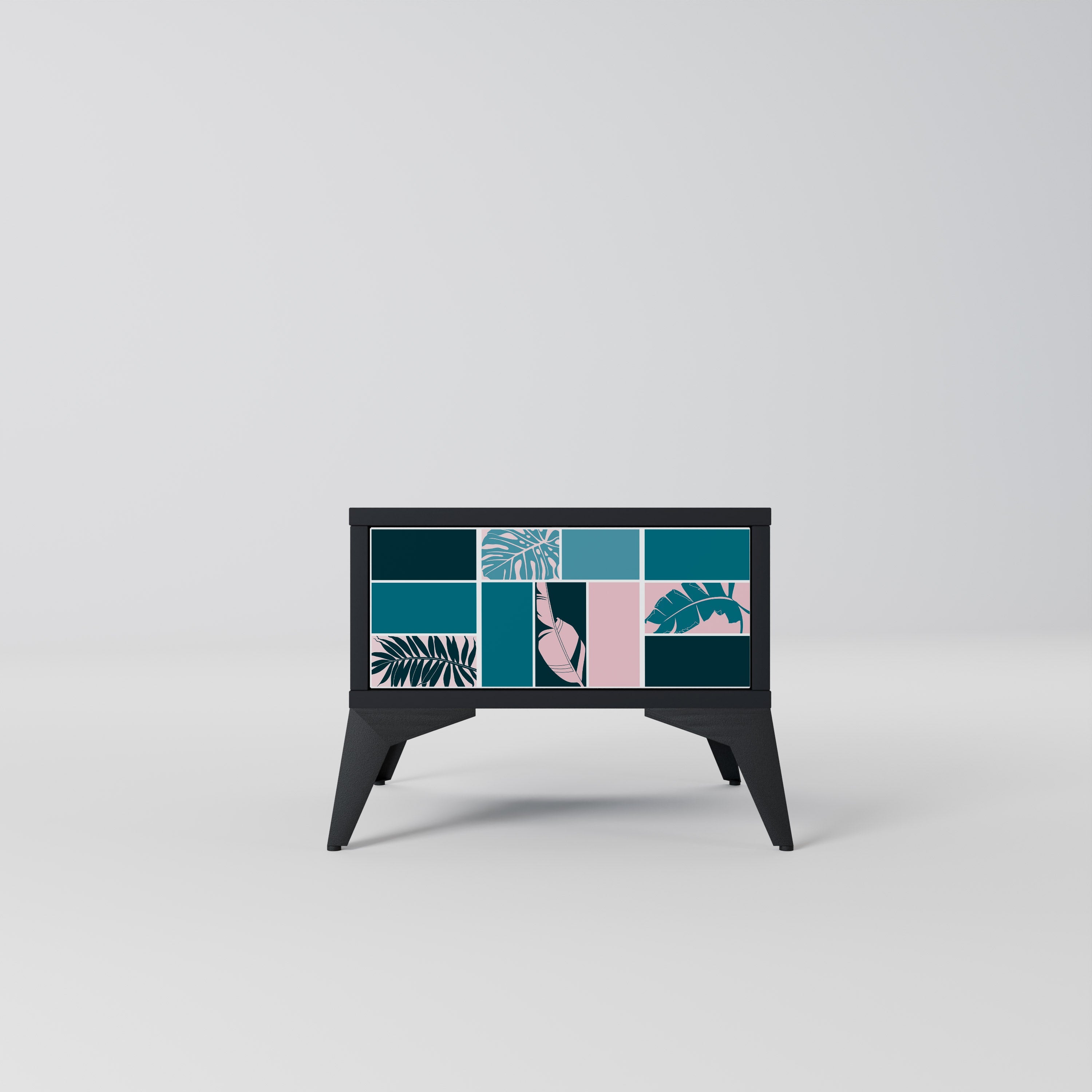 COMBINAISON DE FORMES Table de chevet en finition noire