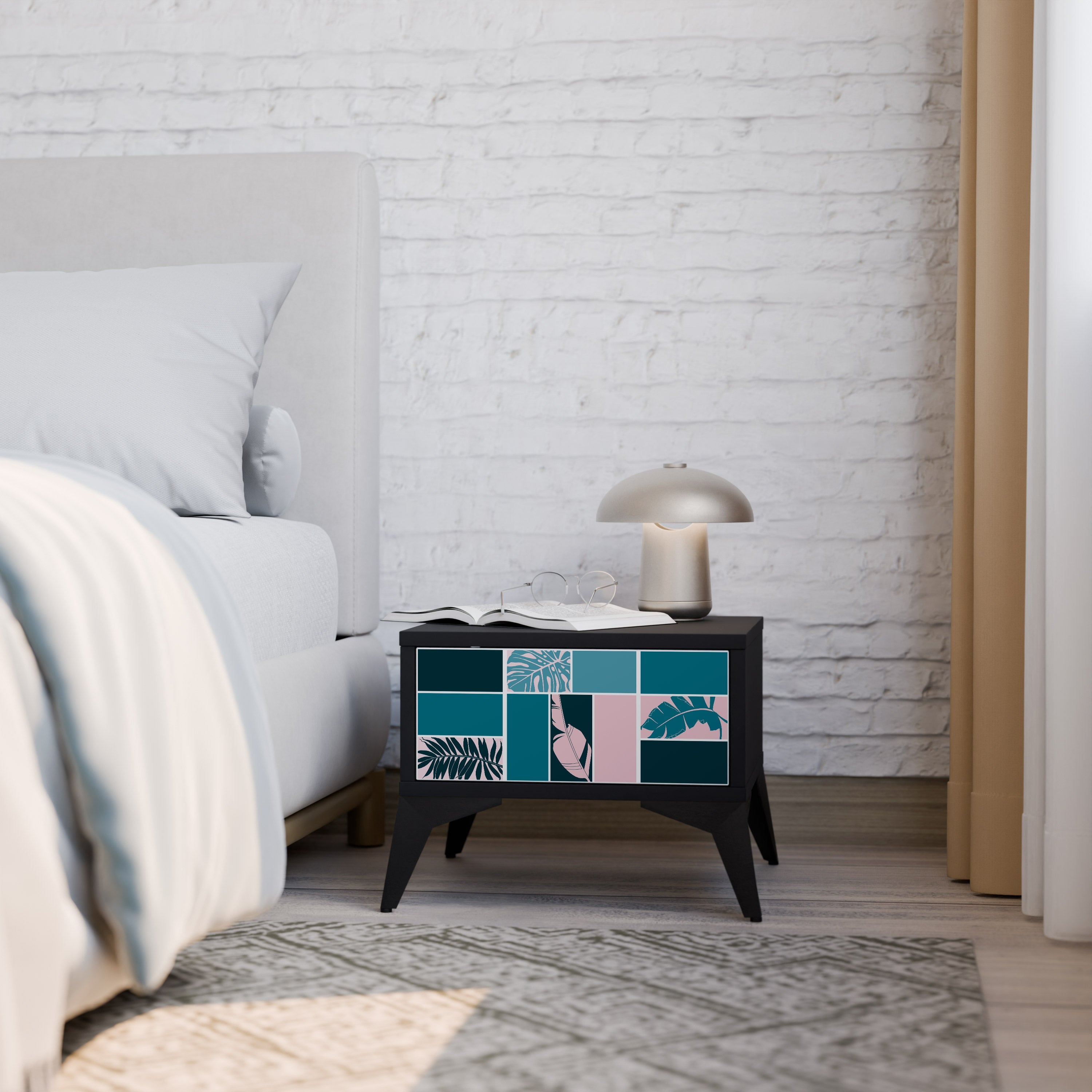 COMBINAISON DE FORMES Table de chevet en finition noire