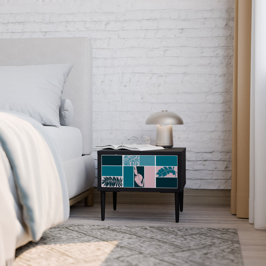 COMBINAISON DE FORMES Table de chevet en finition noire