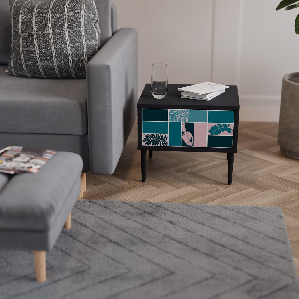 COMBINAISON DE FORMES Table de chevet en finition noire