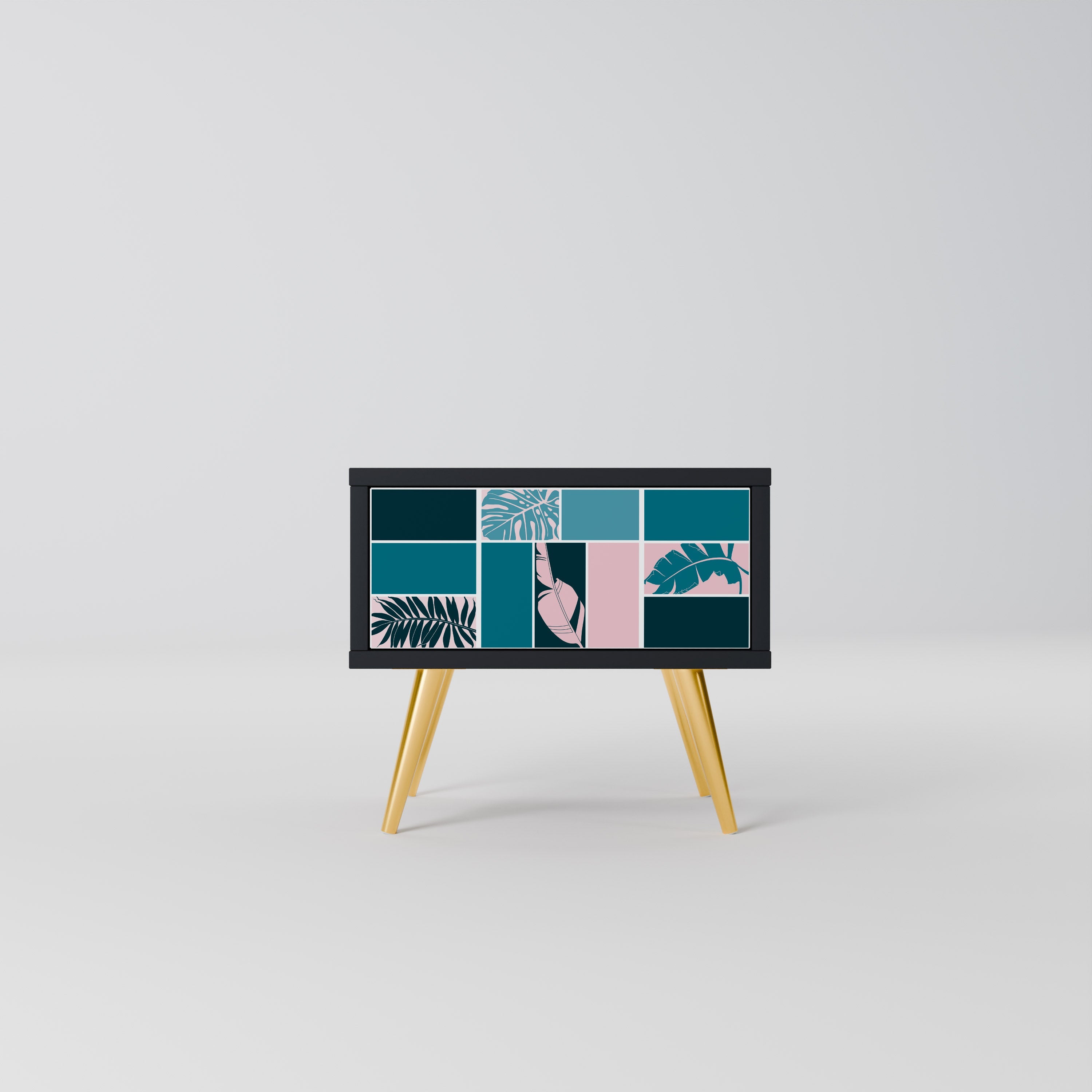 COMBINAISON DE FORMES Table de chevet en finition noire