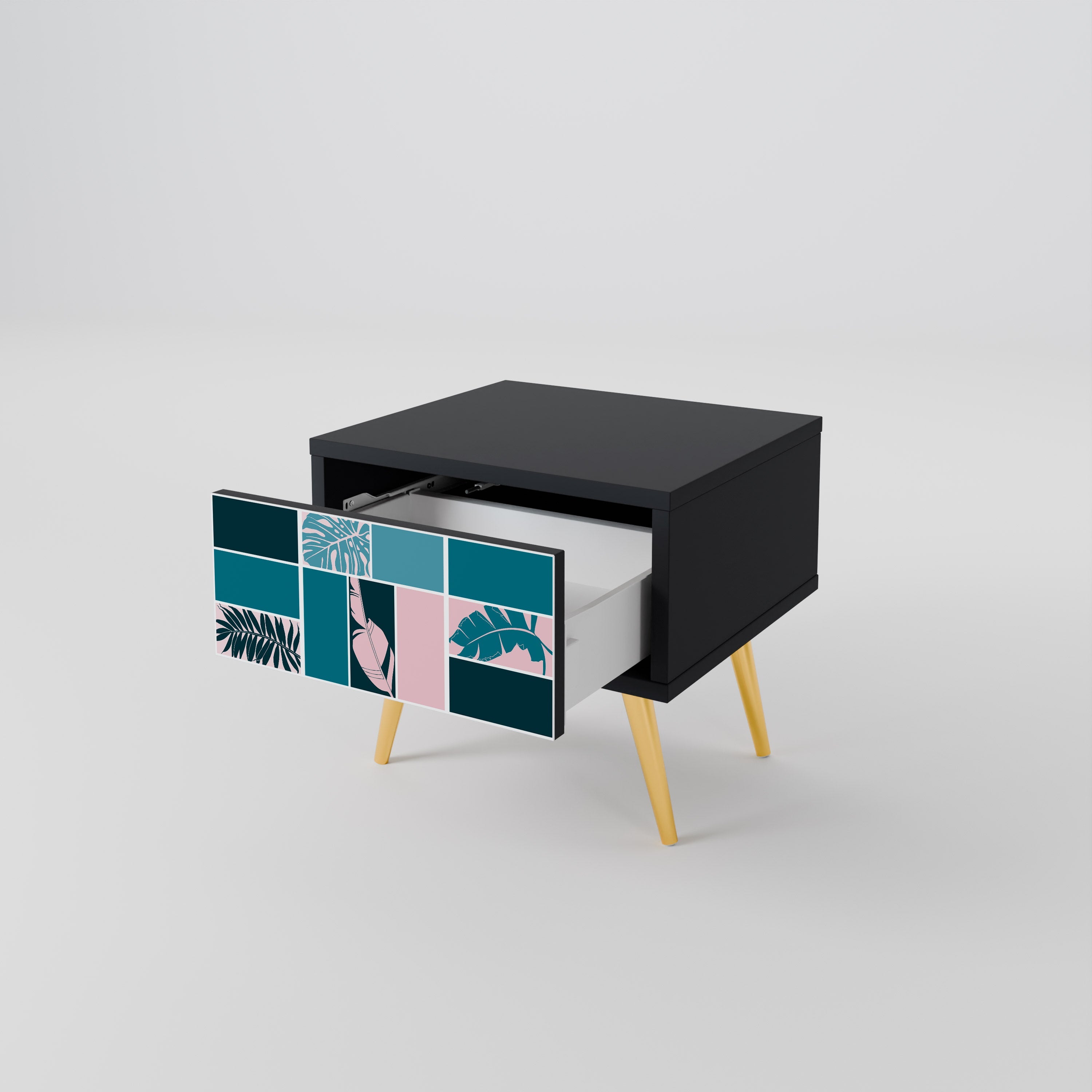 COMBINAISON DE FORMES Table de chevet en finition noire