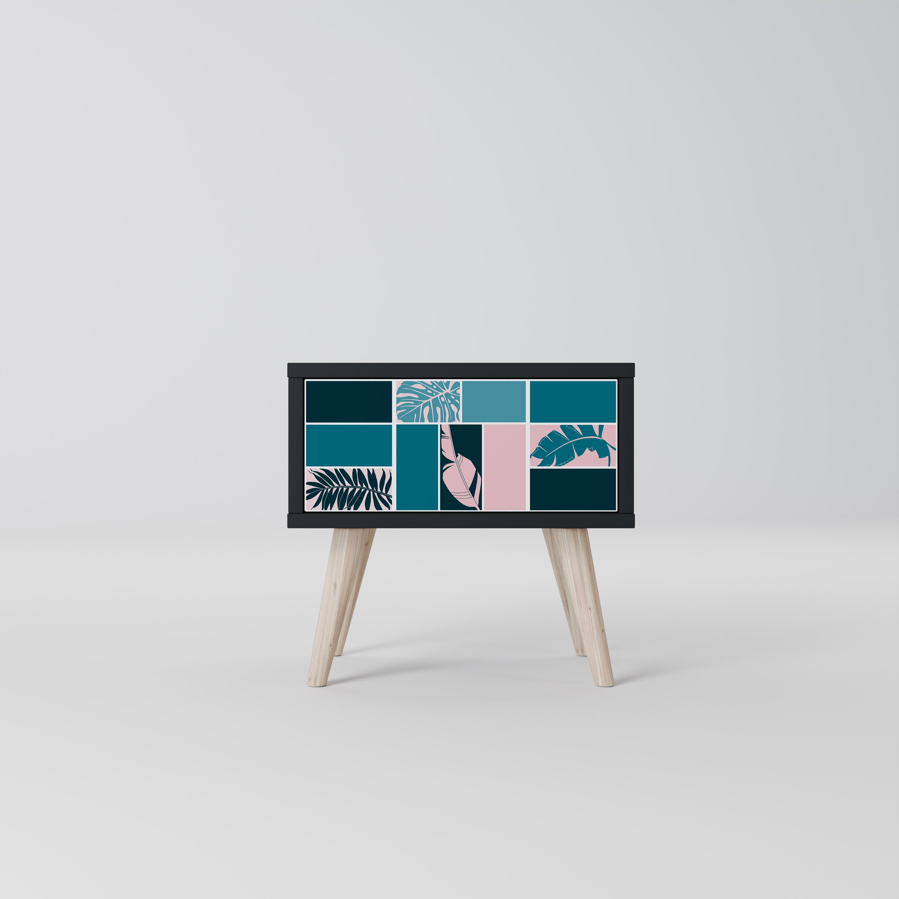 COMBINAISON DE FORMES Table de chevet en finition noire