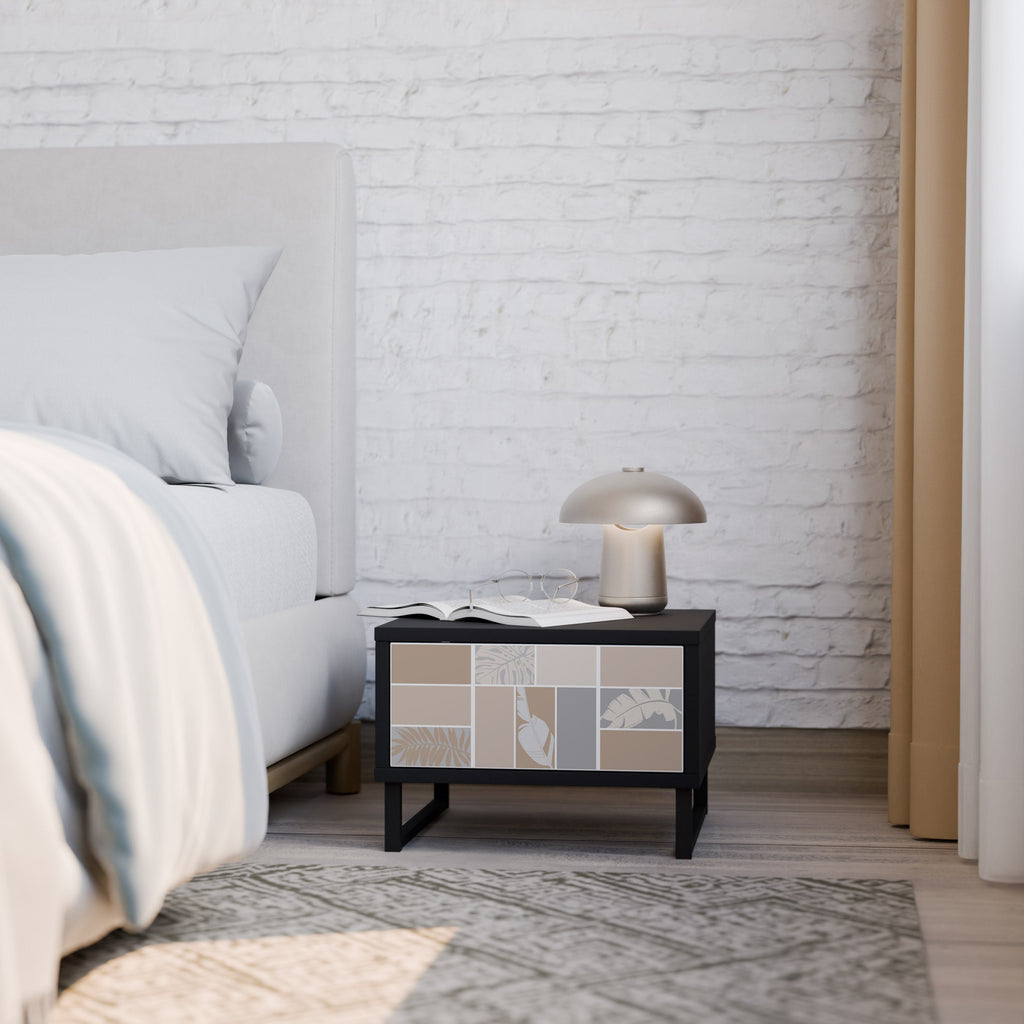 Table de chevet FORMES TROPICALES en finition noire