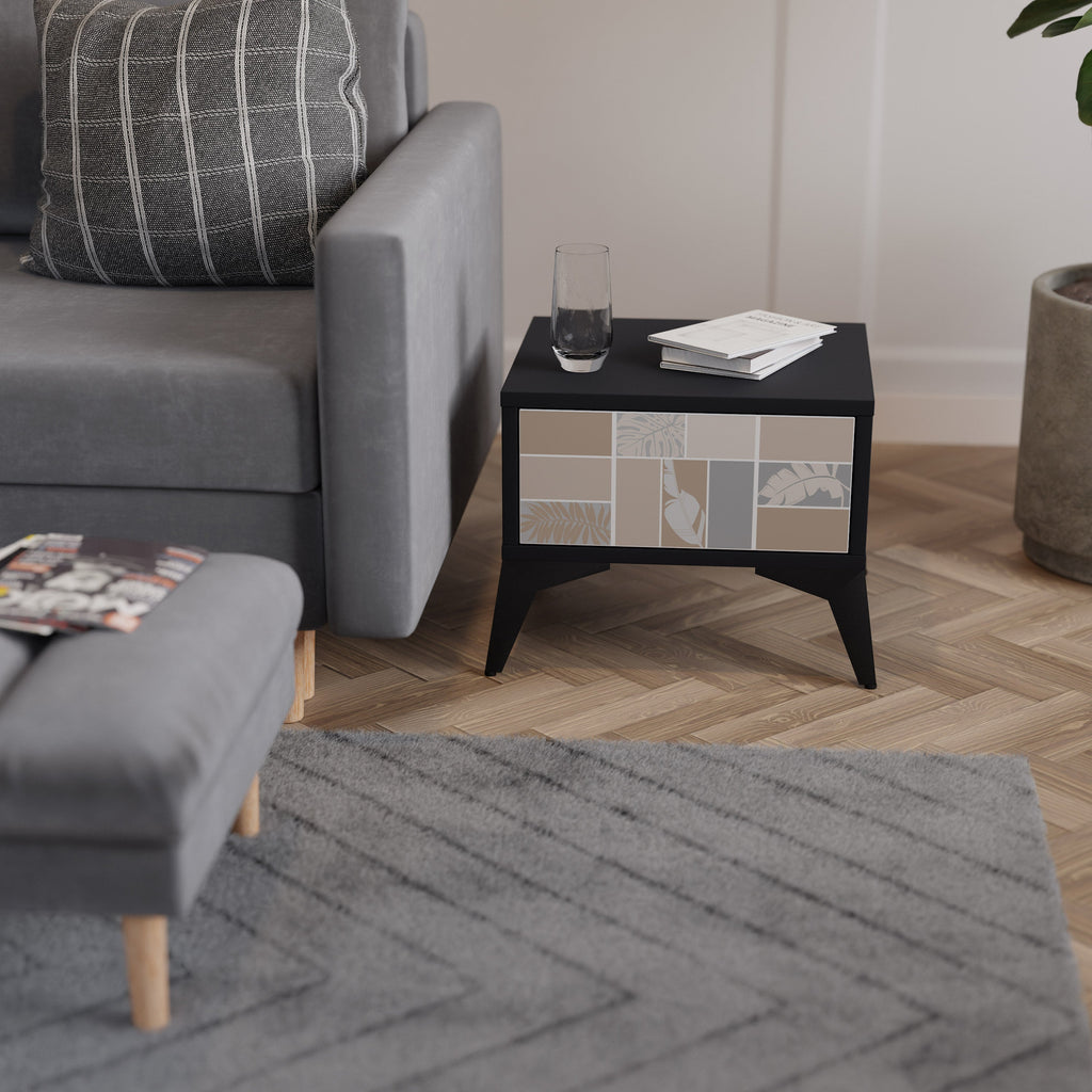 Table de chevet FORMES TROPICALES en finition noire