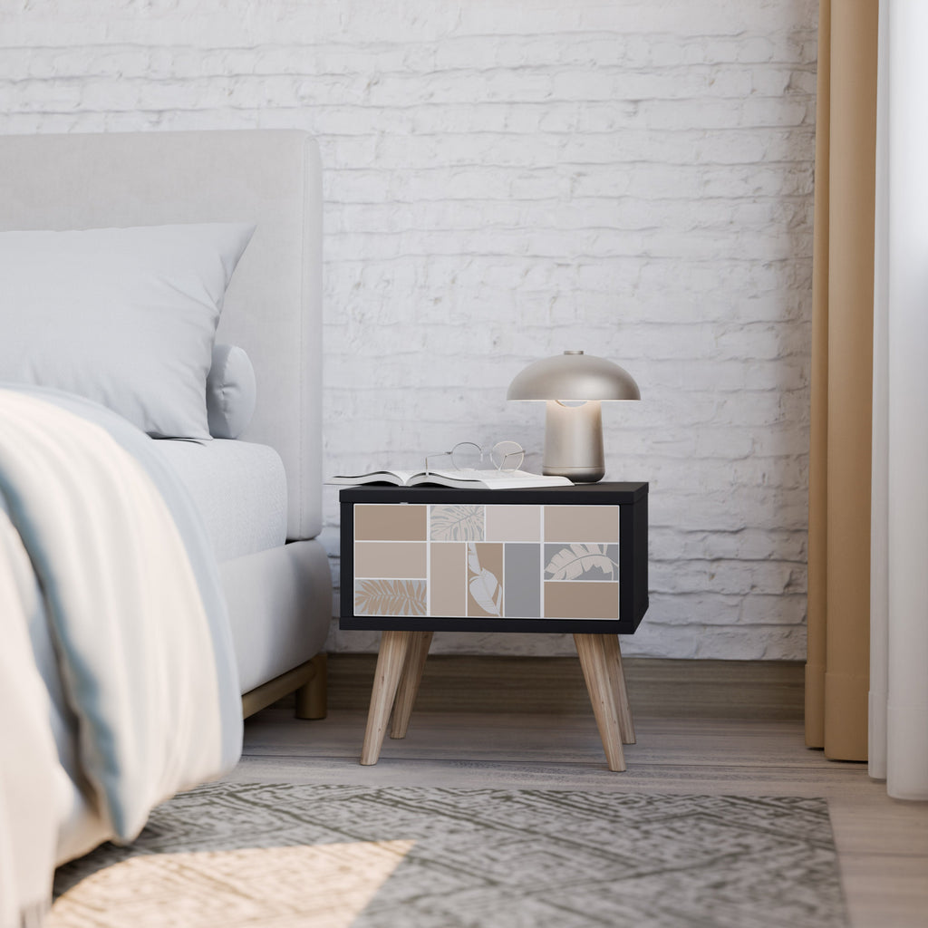 Table de chevet FORMES TROPICALES en finition noire